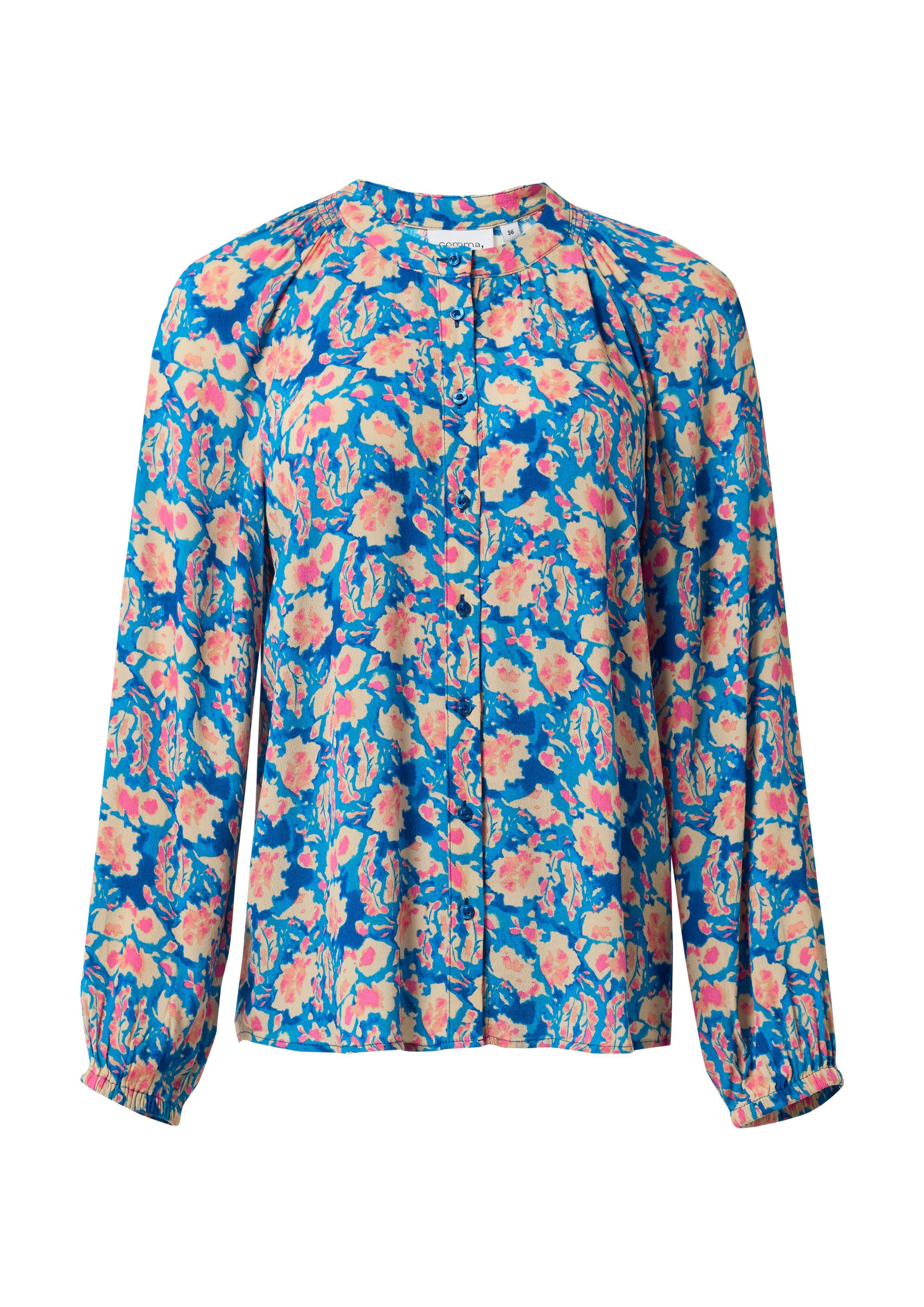 comma Langarmbluse Bluse Langarmbluse mit All-over-Print günstig online kaufen