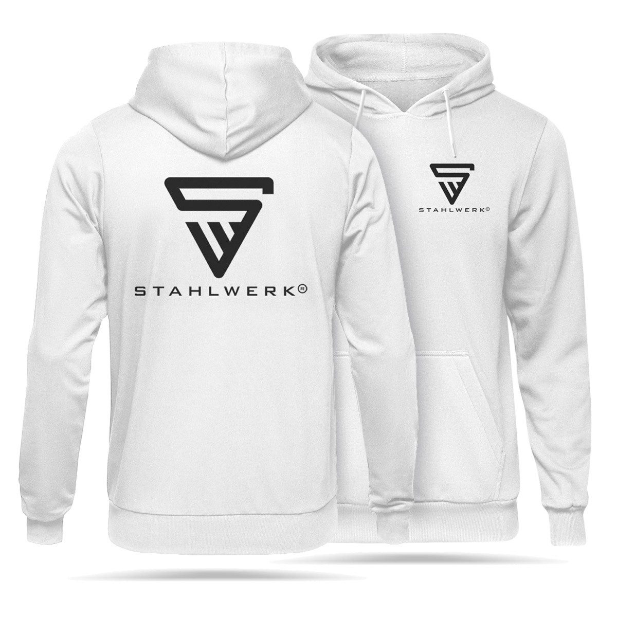 STAHLWERK Hoodie Hoodie Kapuzenpulli Kapuzenpullover Weiß Размер XXL (Packung, 1-tlg) in Unifarbe mit lizensiertem Print, mit Kapuze