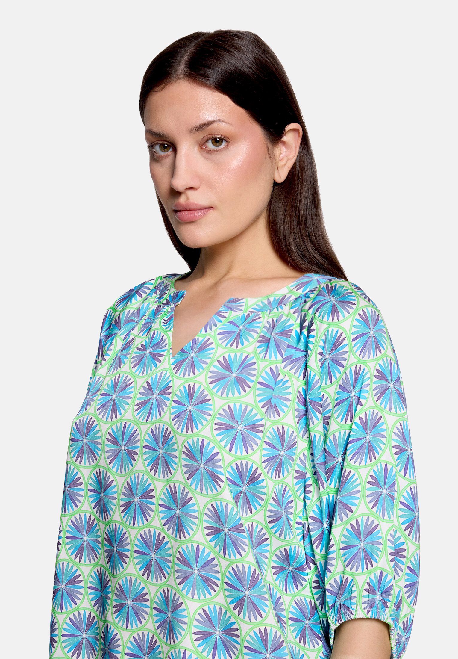 Cartoon Schlupfbluse Damen mit Raffung