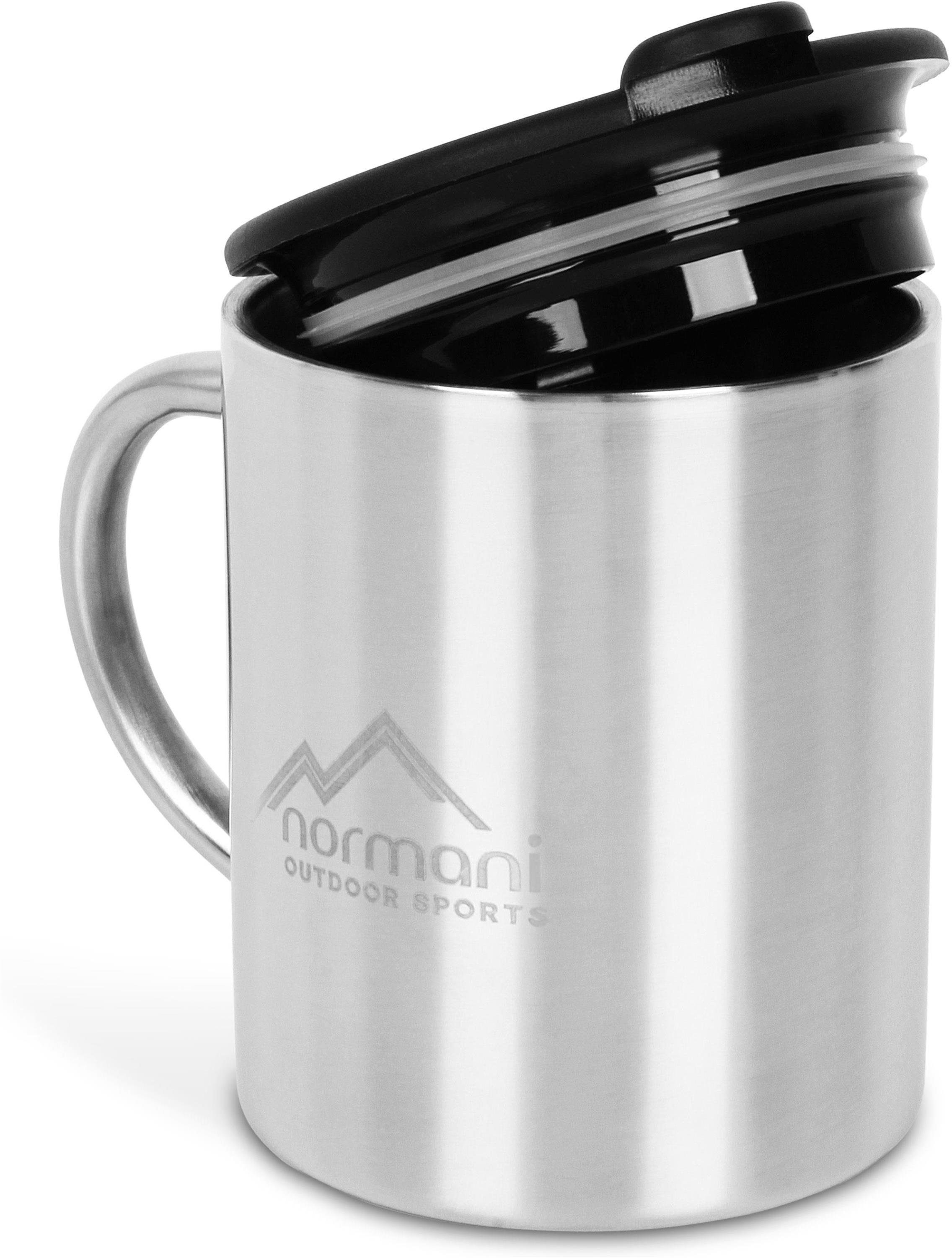 normani Becher Doppelwandiger Thermobecher mit Trinkdeckel, Edelstahl, Outdoor Tasse Edelstahlbecher Thermotasse Campingbecher Trinkbecher mit Deckel