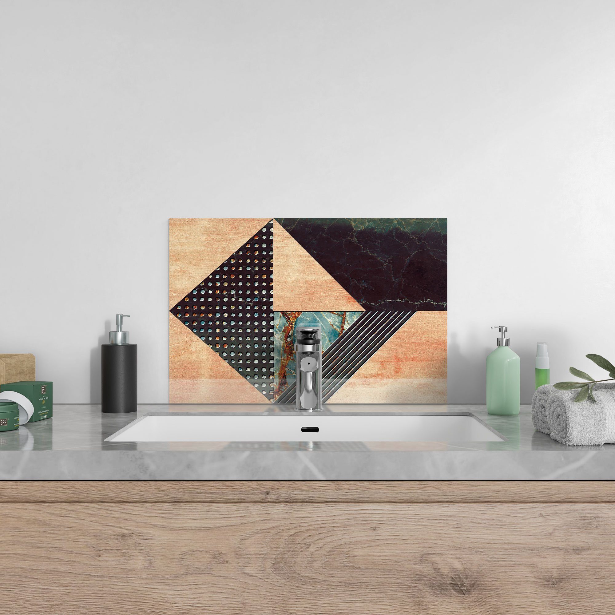 Badrückwand Spritzschutz Fliesendesign', DEQORI Herdblende 'Dekoratives Küchenrückwand Glas