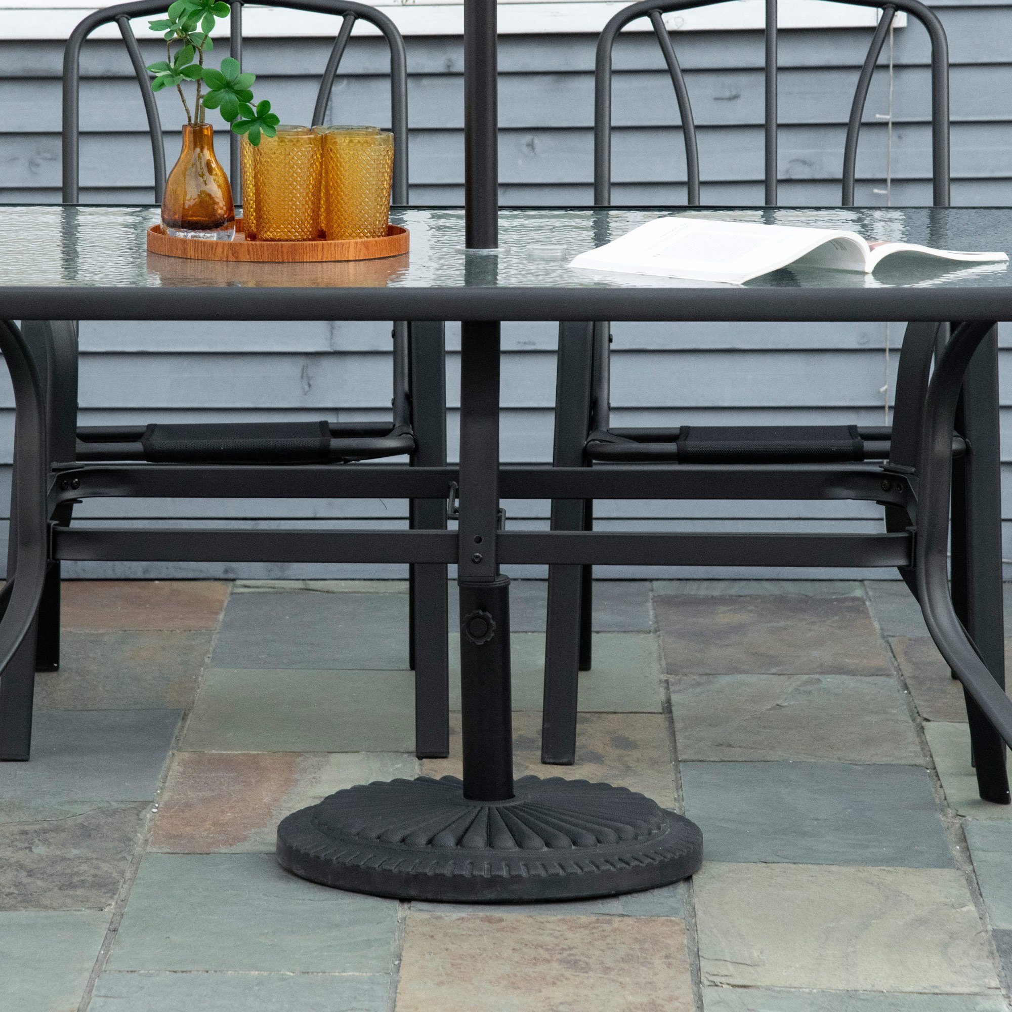 Outsunny Schirmhalter rund, für Garten Terrasse Balkon, für Stöcke bis Ø 48 mm, Sonnenschirmfuß, 1 tlg., Schirmständer