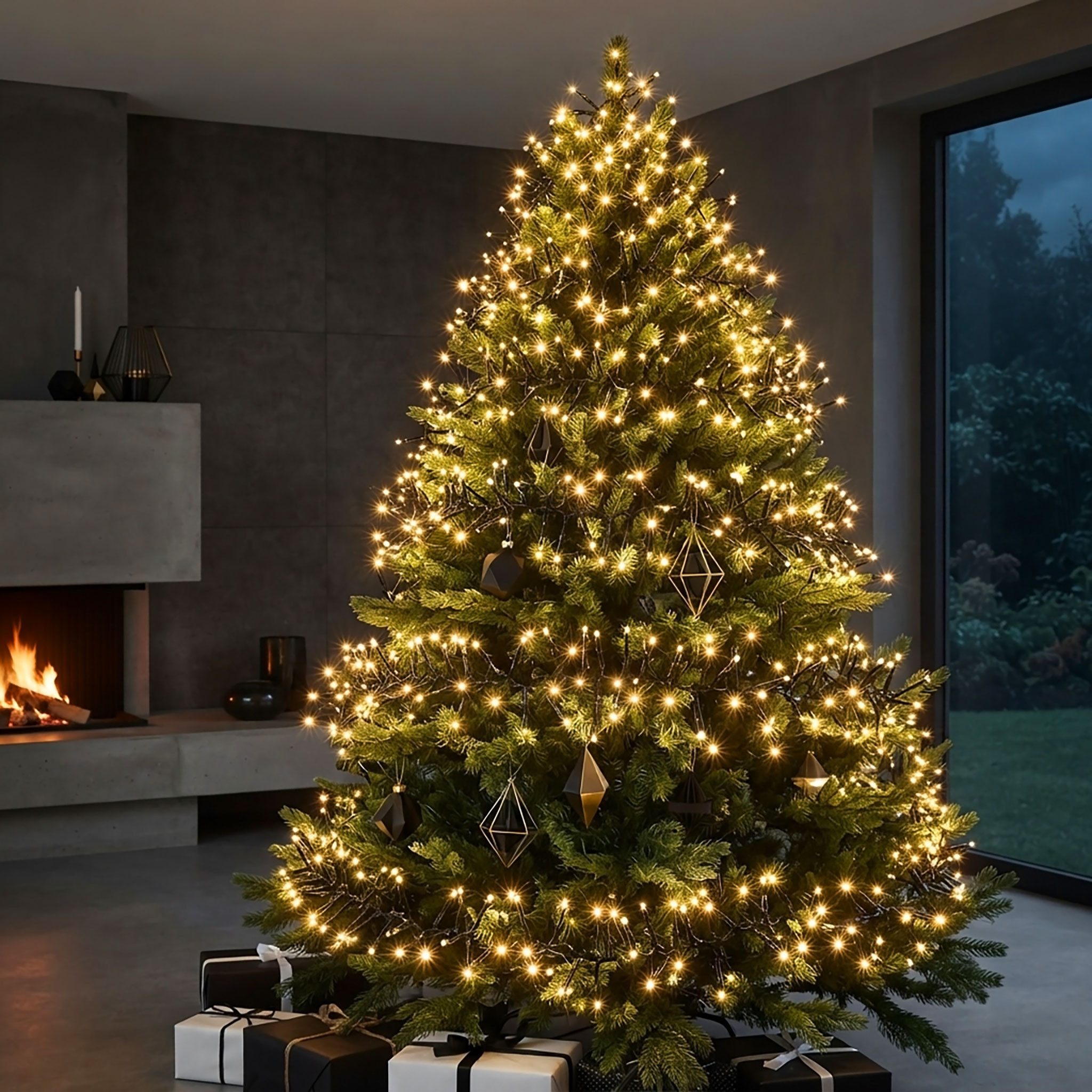 Spetebo LED-Lichterkette Büschel Lichterkette warmweiß - 4 m / 576 LED, 10-flammig, Deko Baum Beleuchtung mit Controller und Speicherchip Indoor/Outdoor – Bild 5 von 5