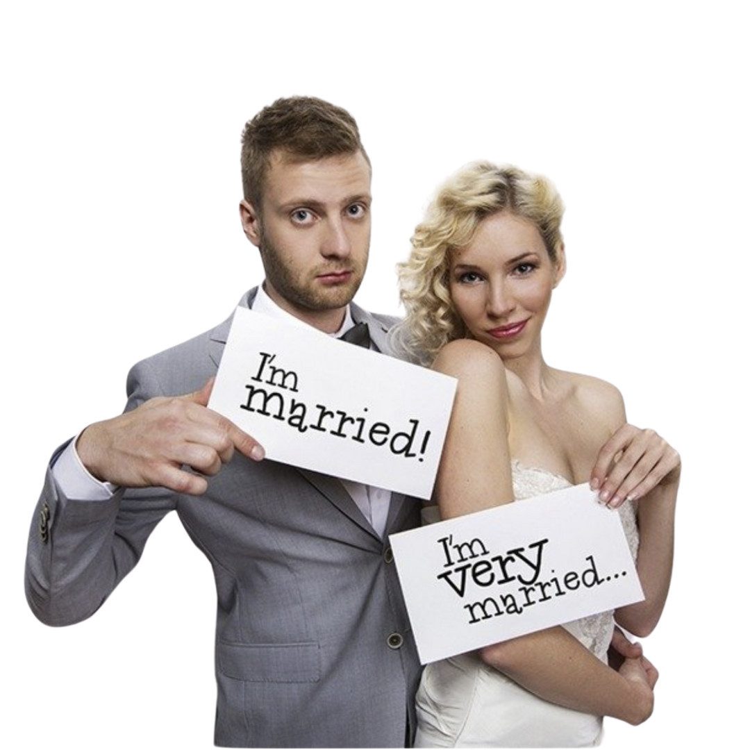 partydeco Fotohintergrund Photo-Booth Accessoire Schild "I am married / I am very married", Hochzeit