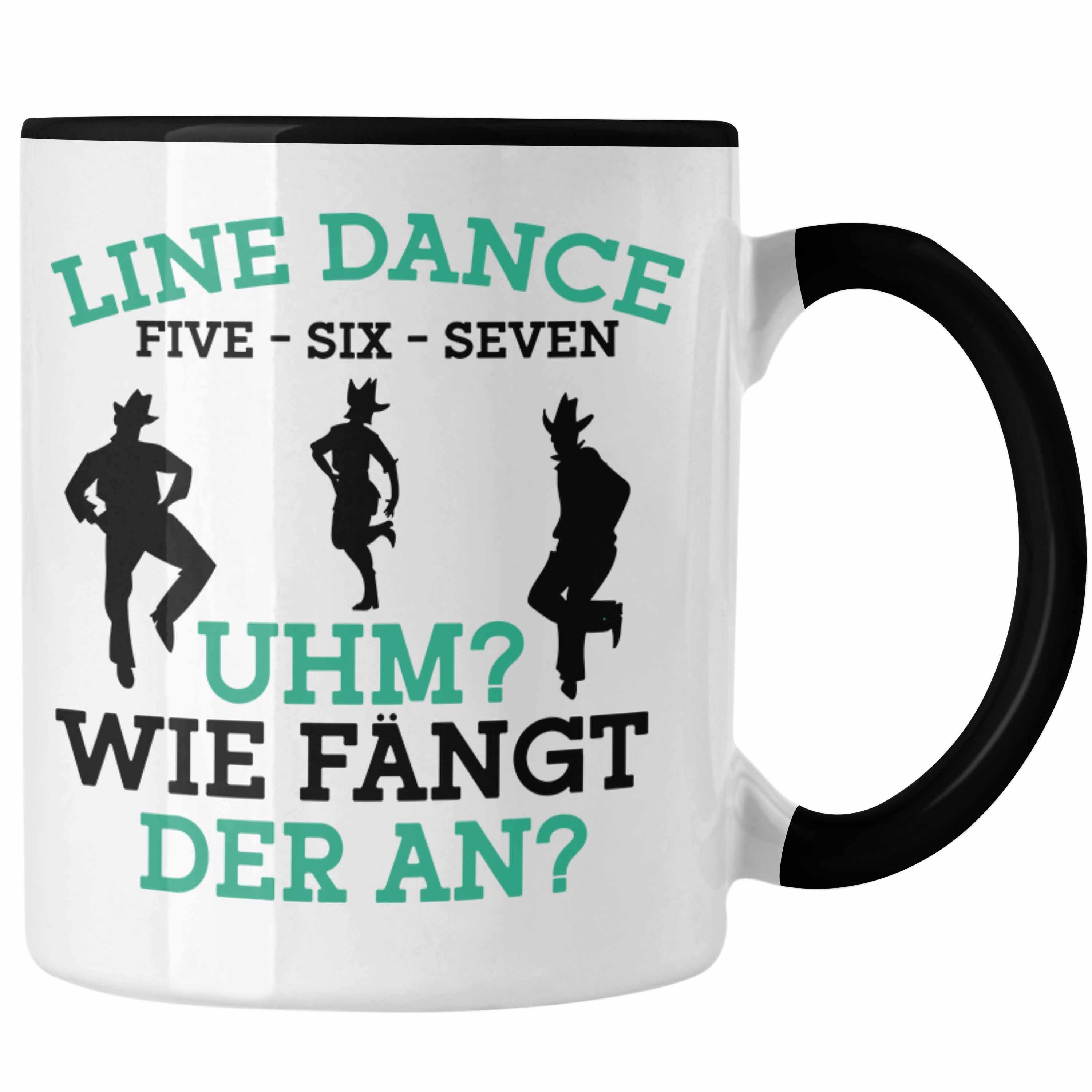 Trendation Tasse Lustige Line Dance Tasse - Tolles Geschenk für Line Dance Enthusiasten Schwarz