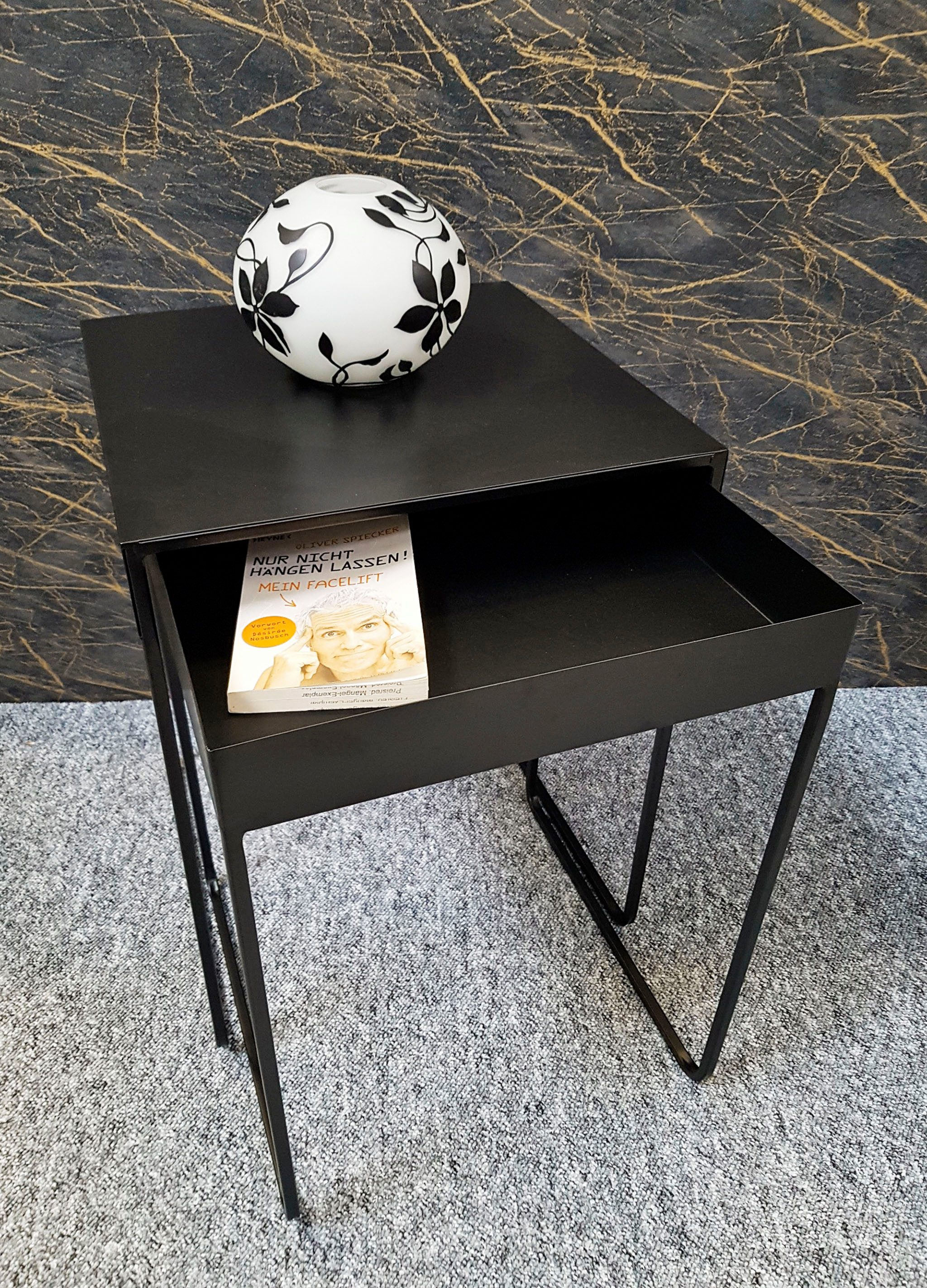 HAKU Beistelltisch Sofatisch, Wohnzimmertisch (Set, 2-St., 2er Set), rechteckig - aus Metall Schwarz B/T/H 39/39/51 und 42/42/54 cm