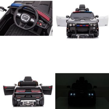 ES-Toys Elektro-Kinderauto Kinder Elektroauto Dodge Polizei, Belastbarkeit 30 kg, Sirene Fernbedienung Polizeilichter MP3