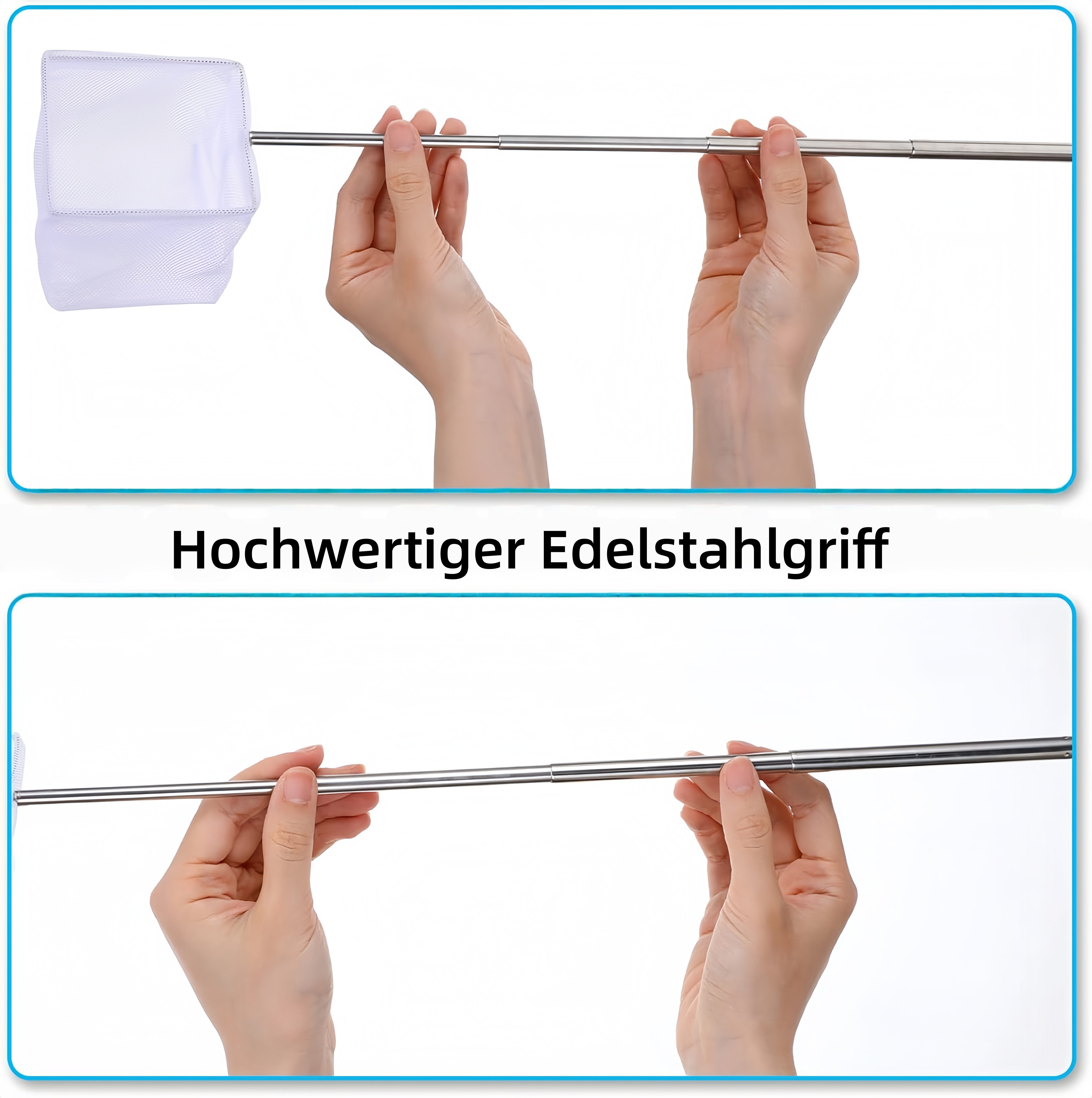 FOUORTUNATE-BEE Angelkescher 2 Mini-Fischnetze mit ausziehbarem Metallgriff (2-St), Kleine Kescher für Fische, Garnelen und Aquarien