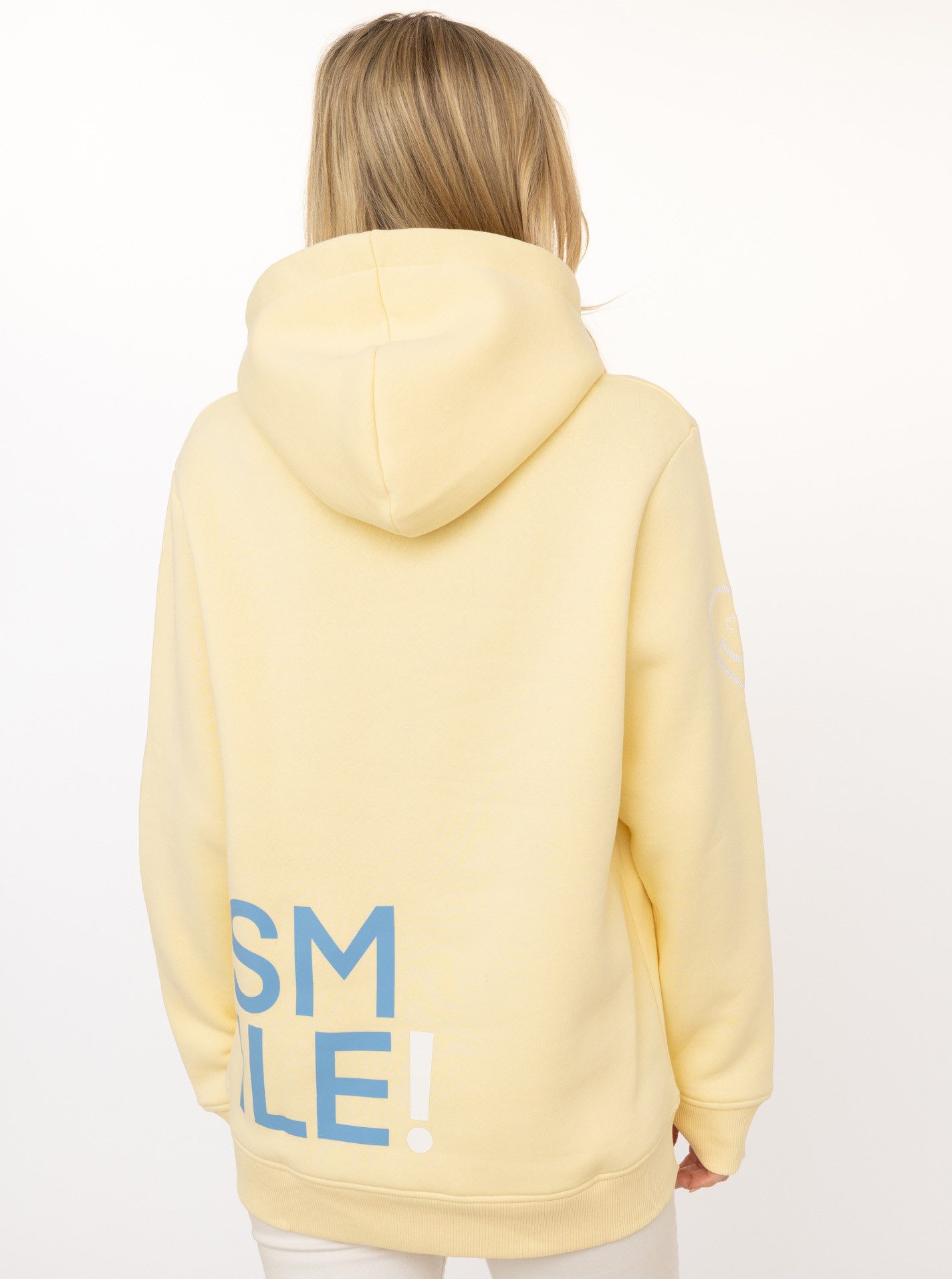 Zwillingsherz Hoodie "Alissa" Langarm, Kapuze, Neon-Details, Kordelzug, Frontprint, Kängurutasche