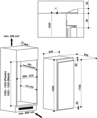 Privileg Einbaukühlschrank PRFI 336, 122,5 cm hoch, 54 cm breit