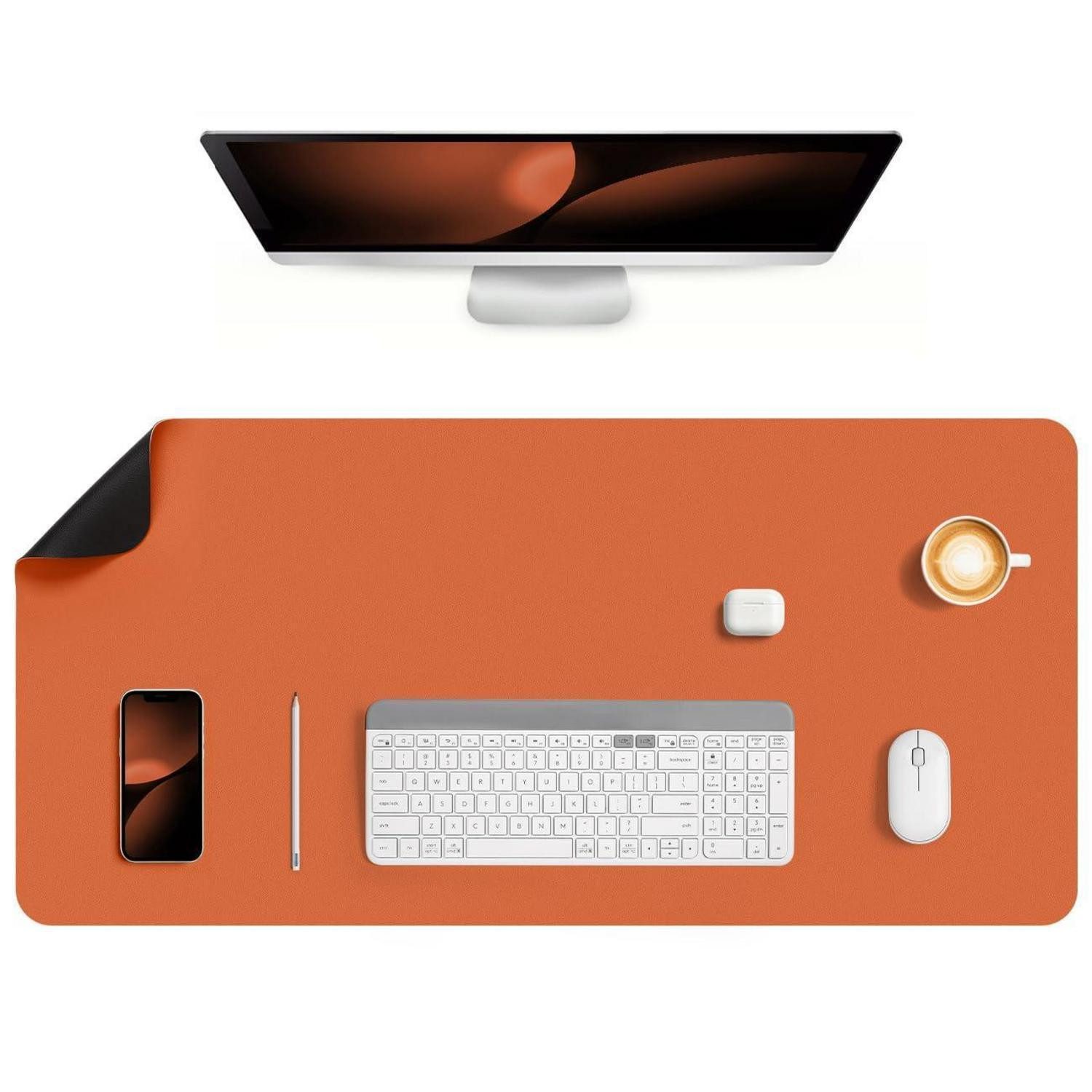 LuxusKollektion Schreibtischunterlage Schreibtischunterlage 90x43cm doppelseitig rutschfest Schwarz/Orange