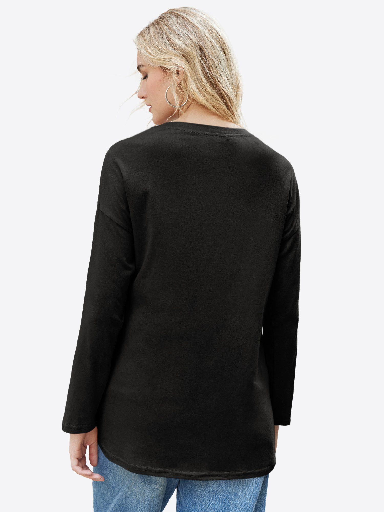 Imily Bela T-Shirt Damen Langarmshirt Oversize mit Rundhal (Packung, 1-tlg., 1per-pack) mit Rundhalsausschnitt
