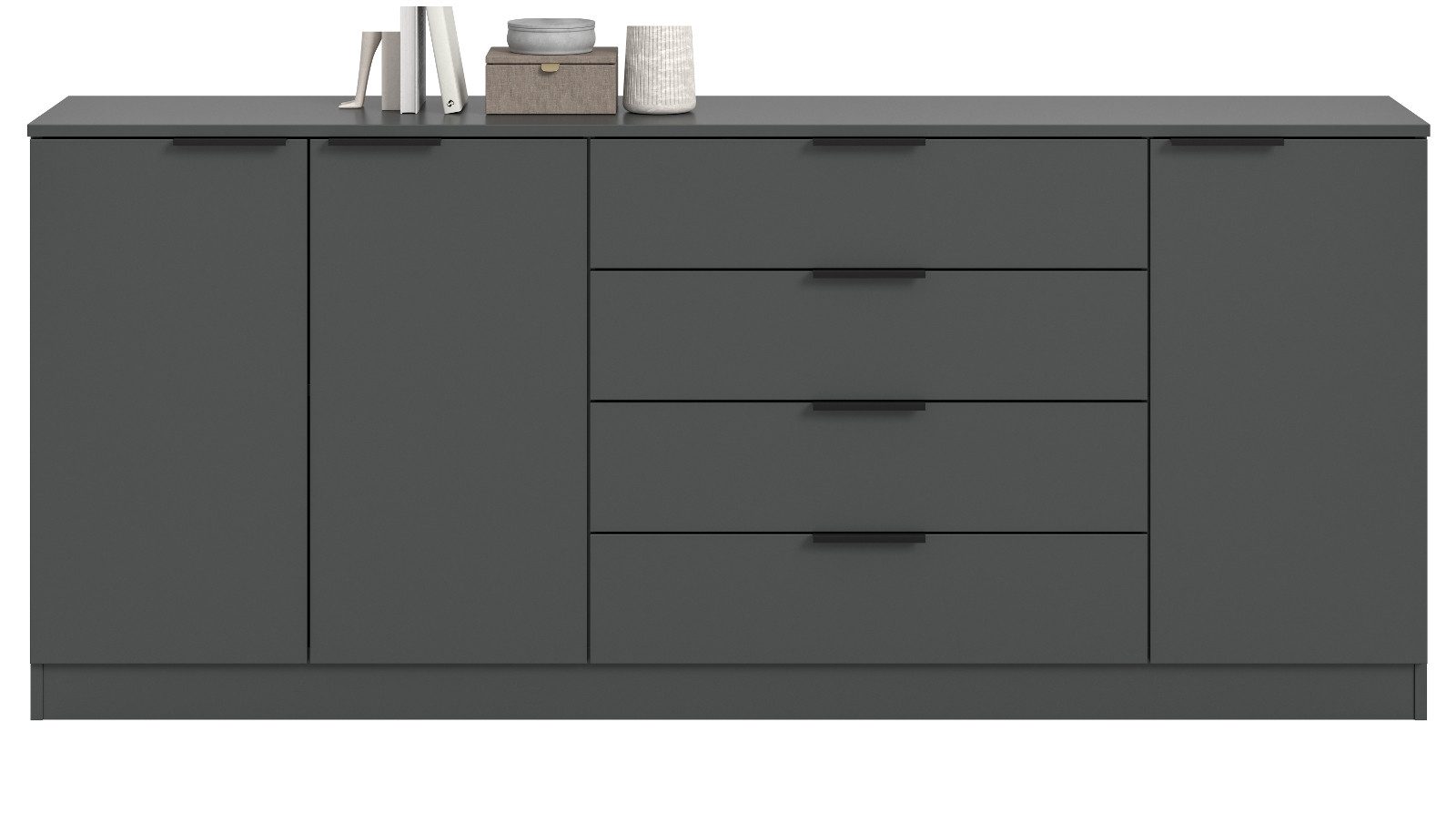 Inn.Furn Sideboard Swan (Anrichte in mattem Grau, mit Türen und Schubkästen, 185 x 80 cm), mit Vollauszug
