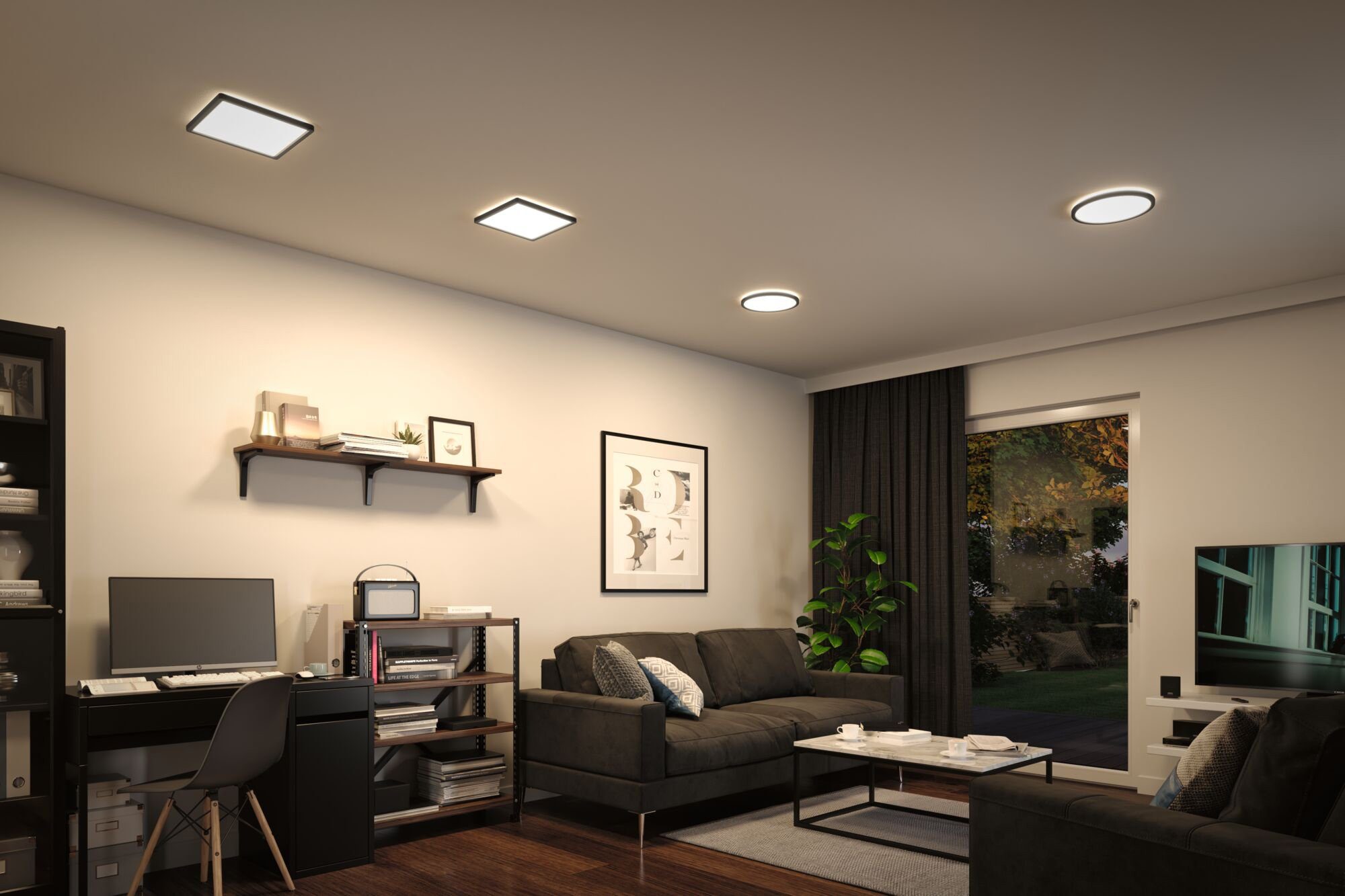 Paulmann LED Panel Atria Shine IP44 eckig 190x190mm 11,2W 900lm 4000K, LED fest integriert, Neutralweiß, Backlight