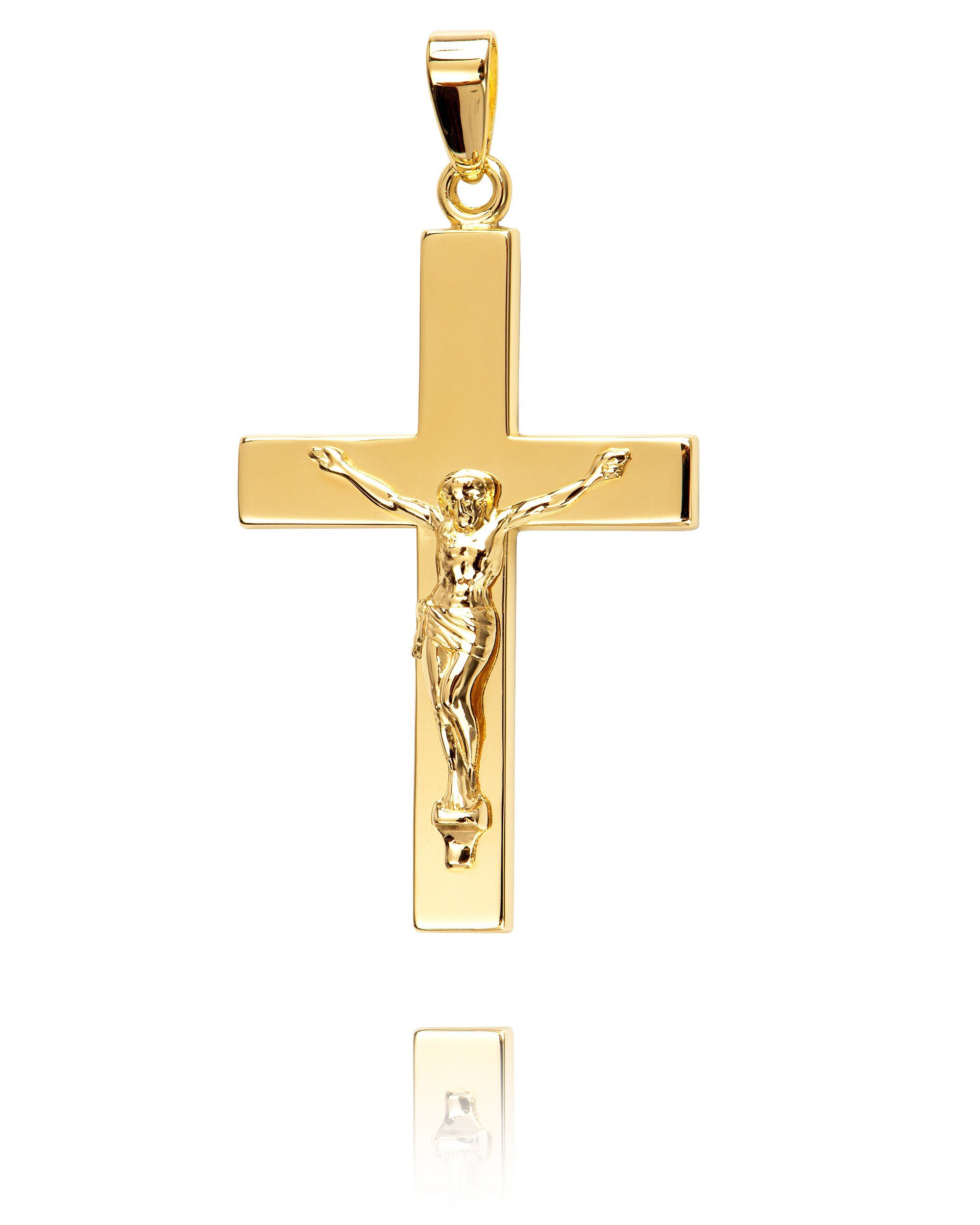 wählbar für 36 und Herren), JEVELION Länge - Damen cm (Goldkreuz, Kreuzkette vergoldet- Germany in - Kette ohne Gold 333 Kette. Made oder 70 Kruzifix Mit