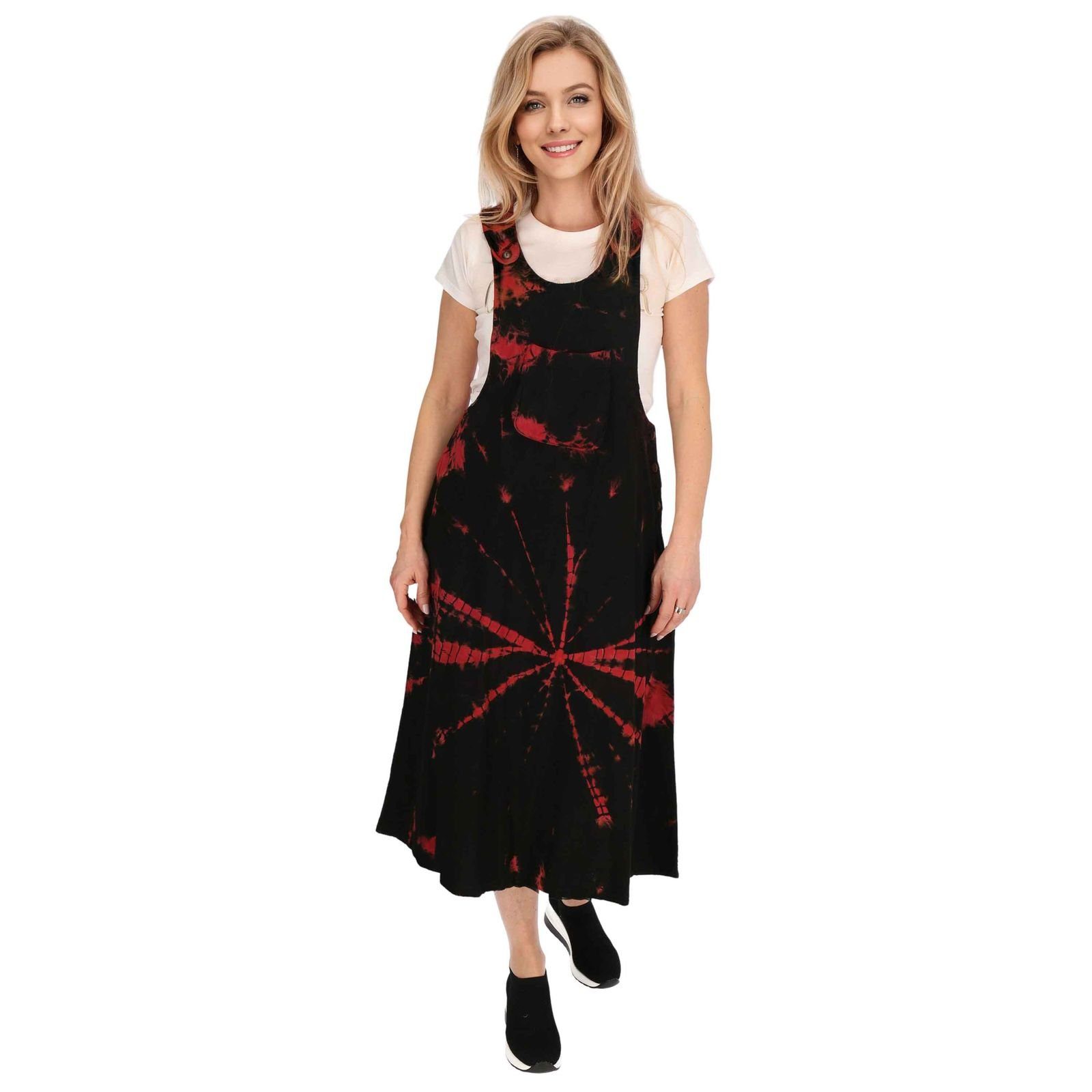 KUNST UND MAGIE Latzhose Latzkleid bunt Tie Dy Batik Boho Ibiza 70er Overall Hippie Sommerkleid