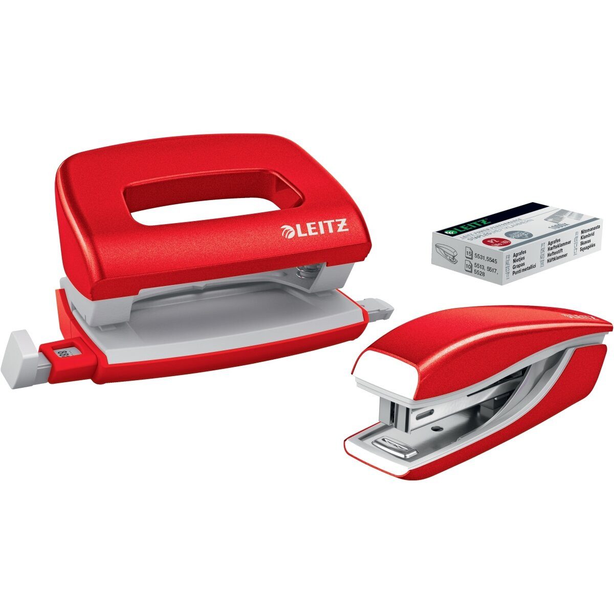 LEITZ Tischaufsatz Schreibtisch-Set Nexxt Wow Heftgerät+Locher rot