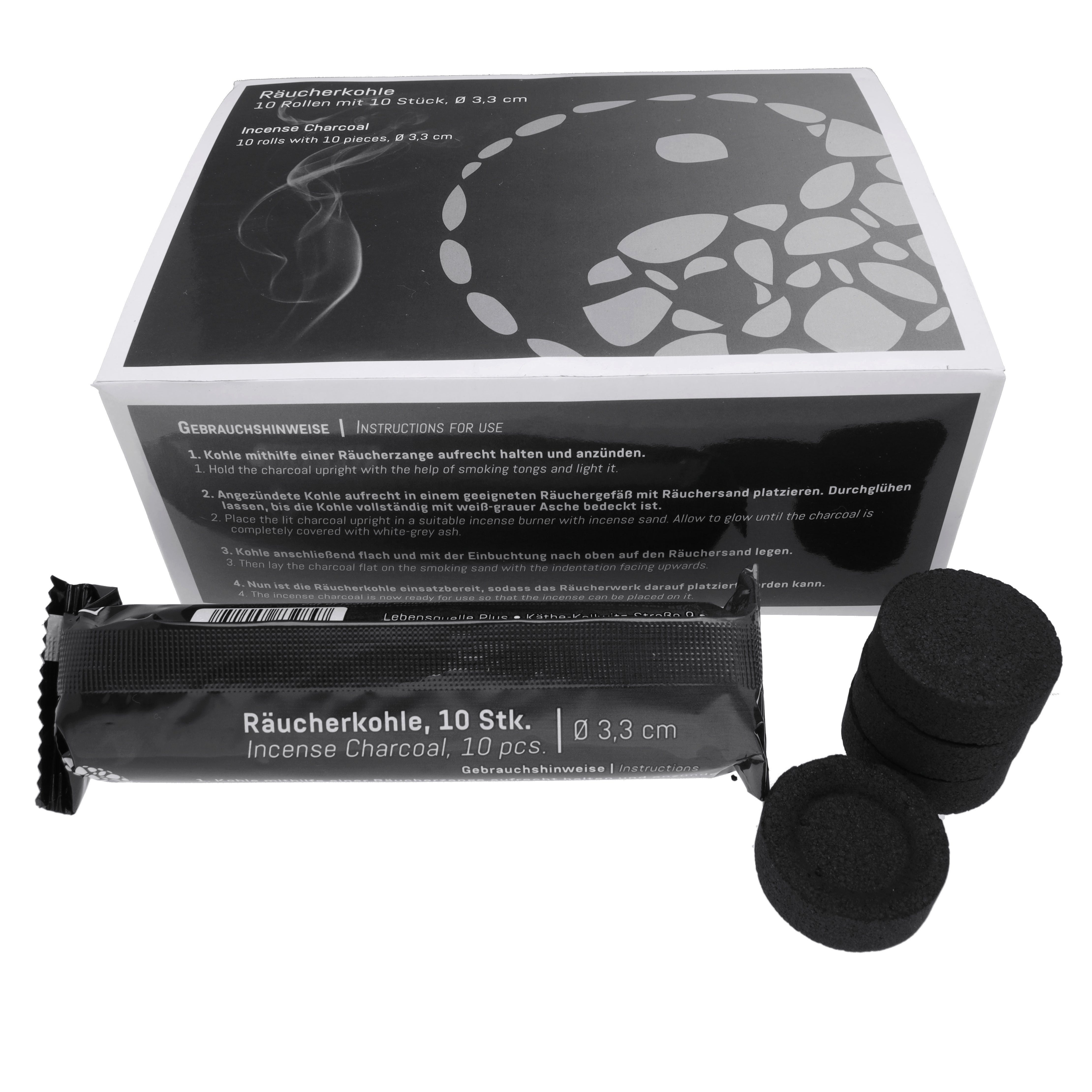 Lebensquelle Plus Räucherstäbchen-Halter Selbstzündende Räucherkohle Ø 33 mm, 100 Stück - 1 Karton