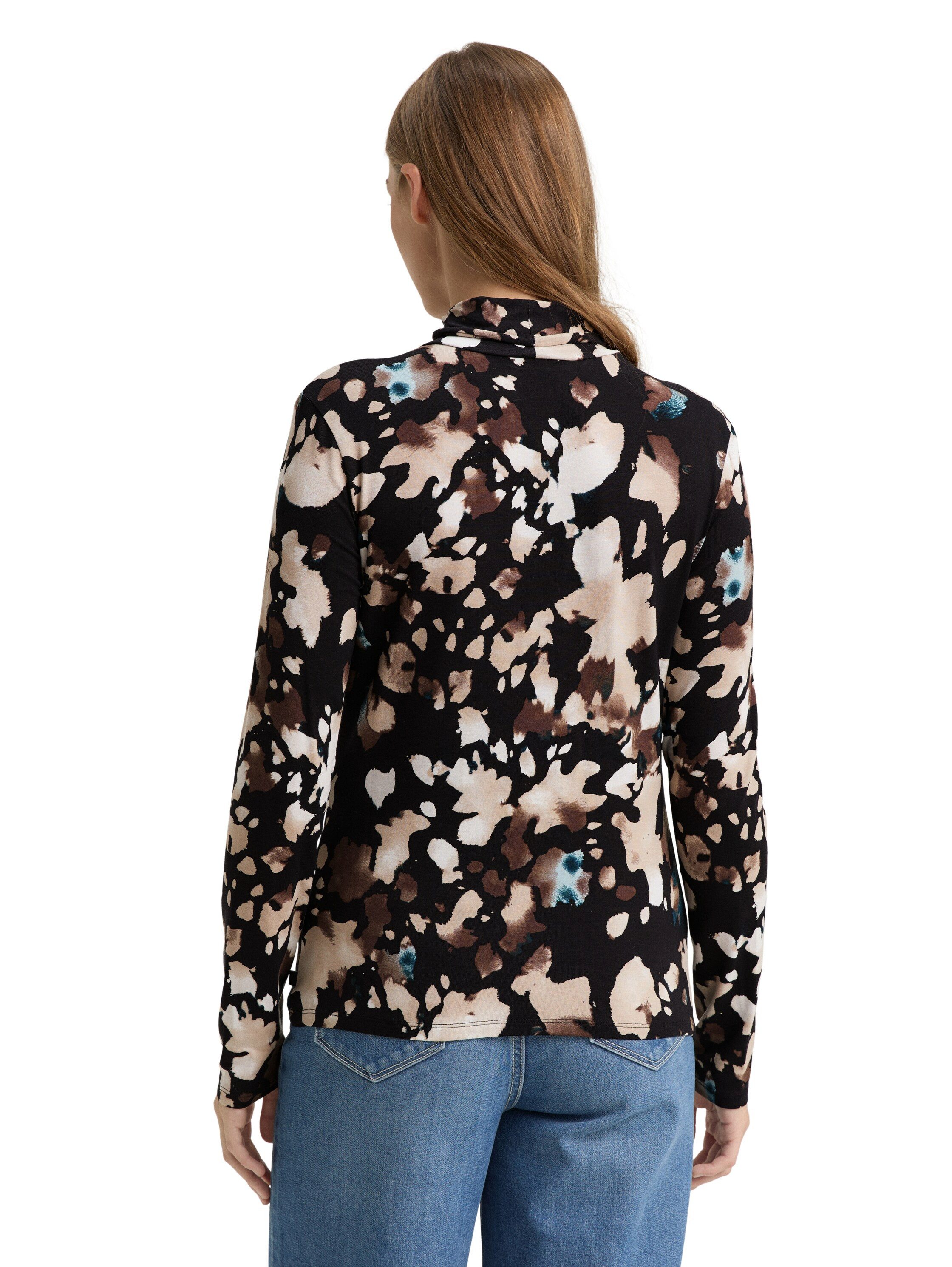 TOM TAILOR Denim Rollkragenshirt mit All-Over Print günstig online kaufen