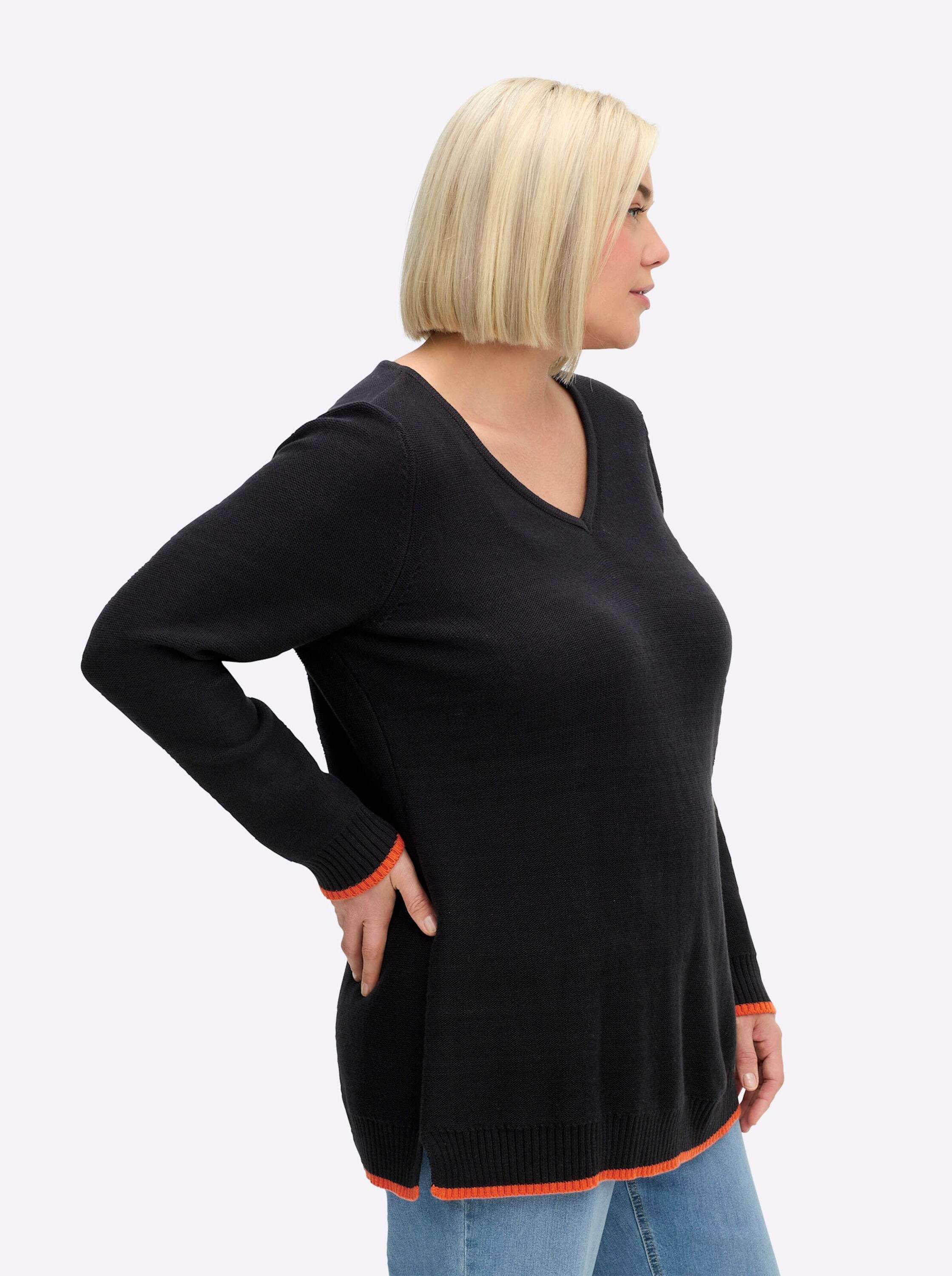 Sheego Strickpullover Pullover Langarm Links-Strick