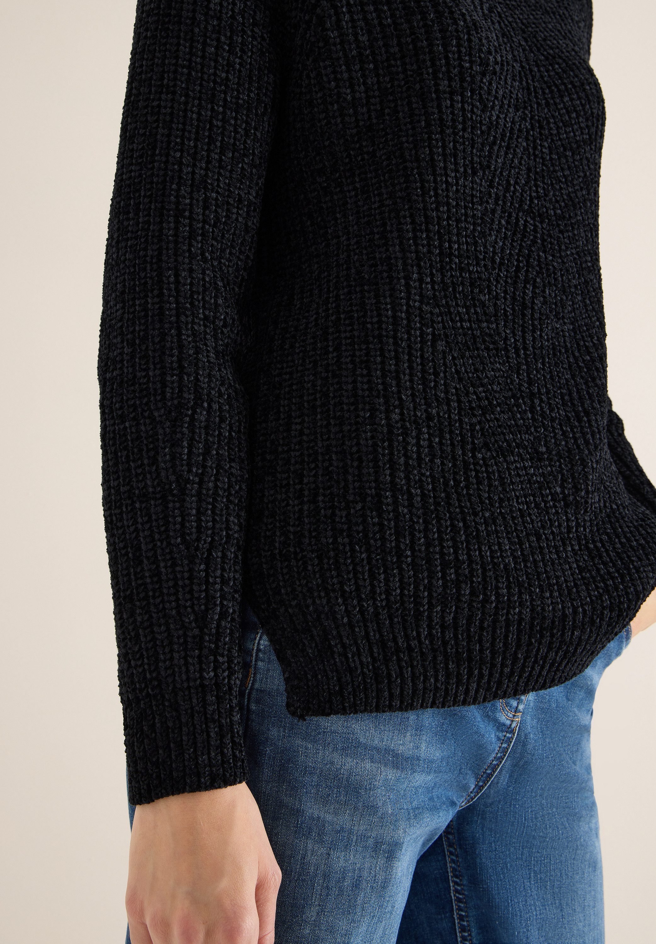 CECIL Stehkragenpullover mit feiner Struktur