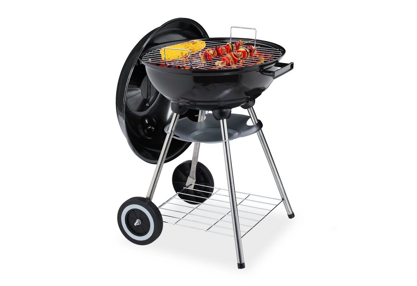 relaxdays Holzkohlegrill Kugelgrill mit Deckel