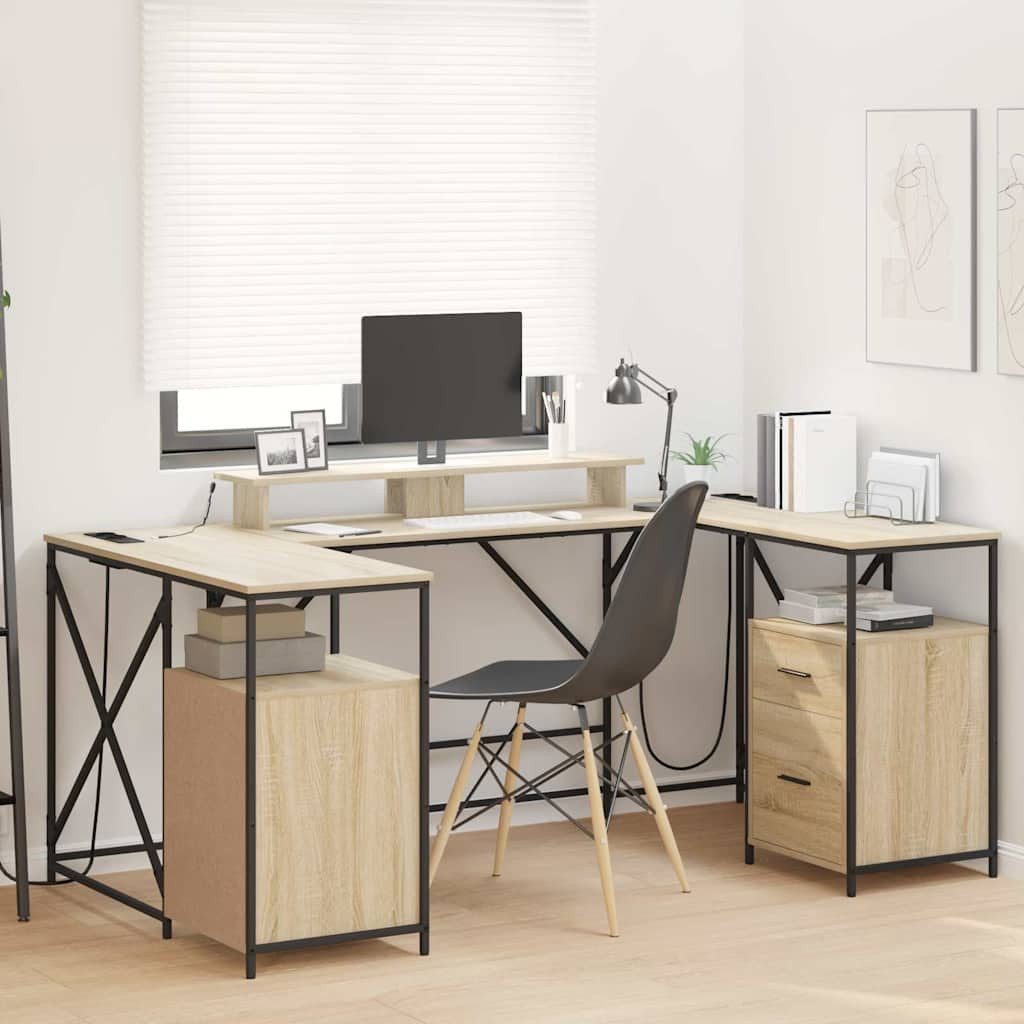 vidaXL Schreibtisch Schreibtisch Sonoma-Eiche Holzwerkstoff 182 x 101 x 87,5 cm (1-St)