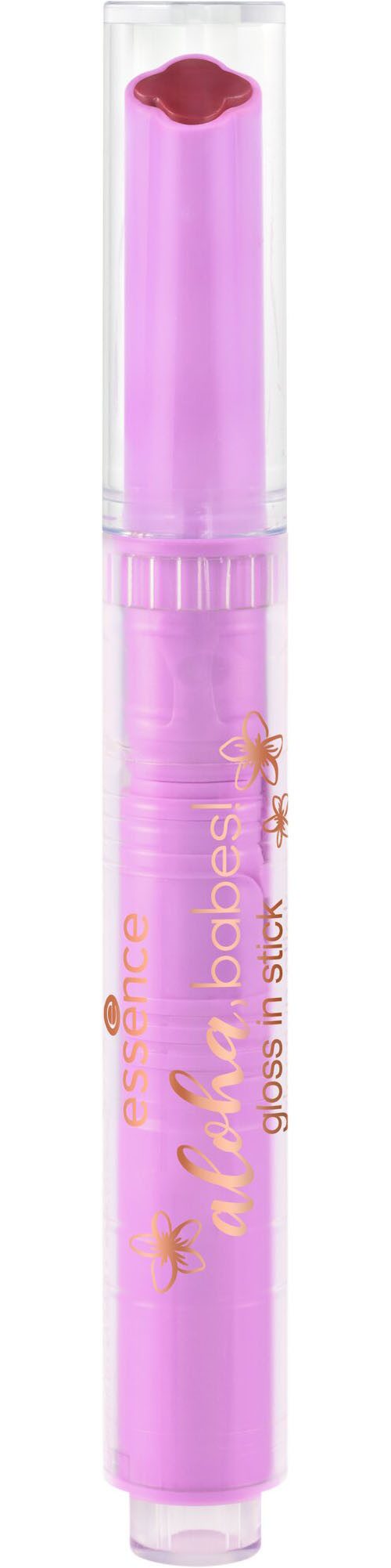Essence Lippenstift aloha, babes! gloss in stick, 3-tlg., Pflegende Formel, leichte Deckkraft, mit Kokosnussduft.