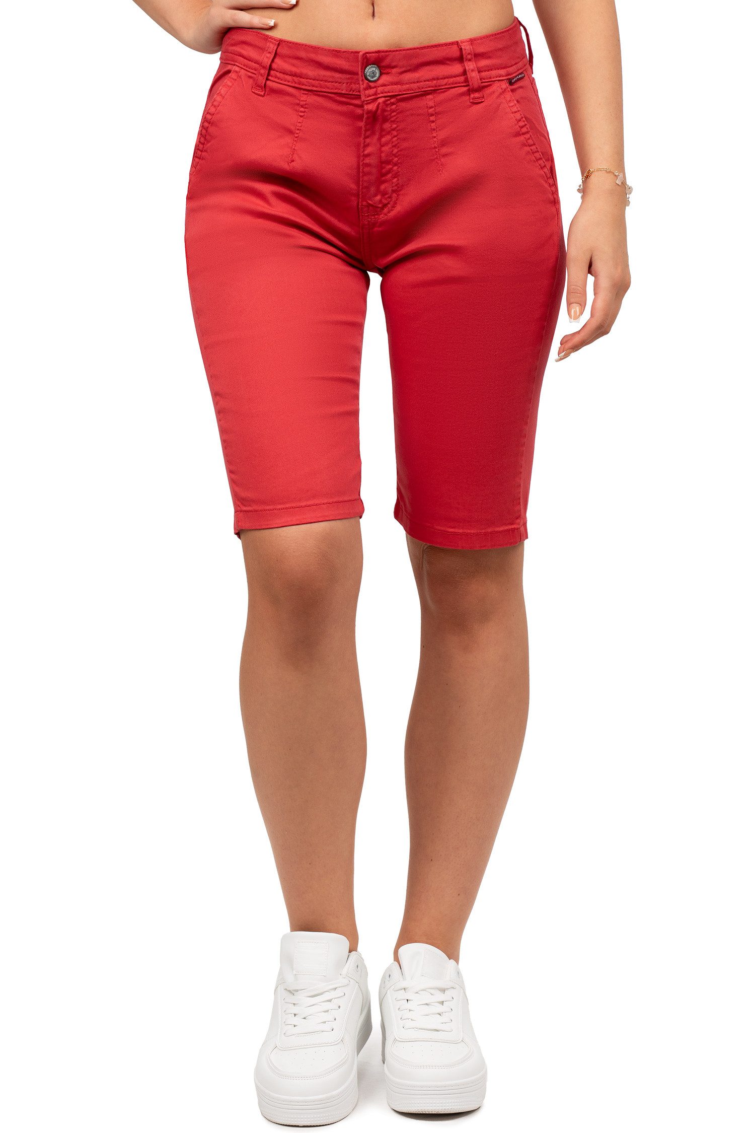 Cipo & Baxx Shorts Damen Straight Fit Capri Hose Mid Waist BA-WK186 erhältlich in trendigen Farben