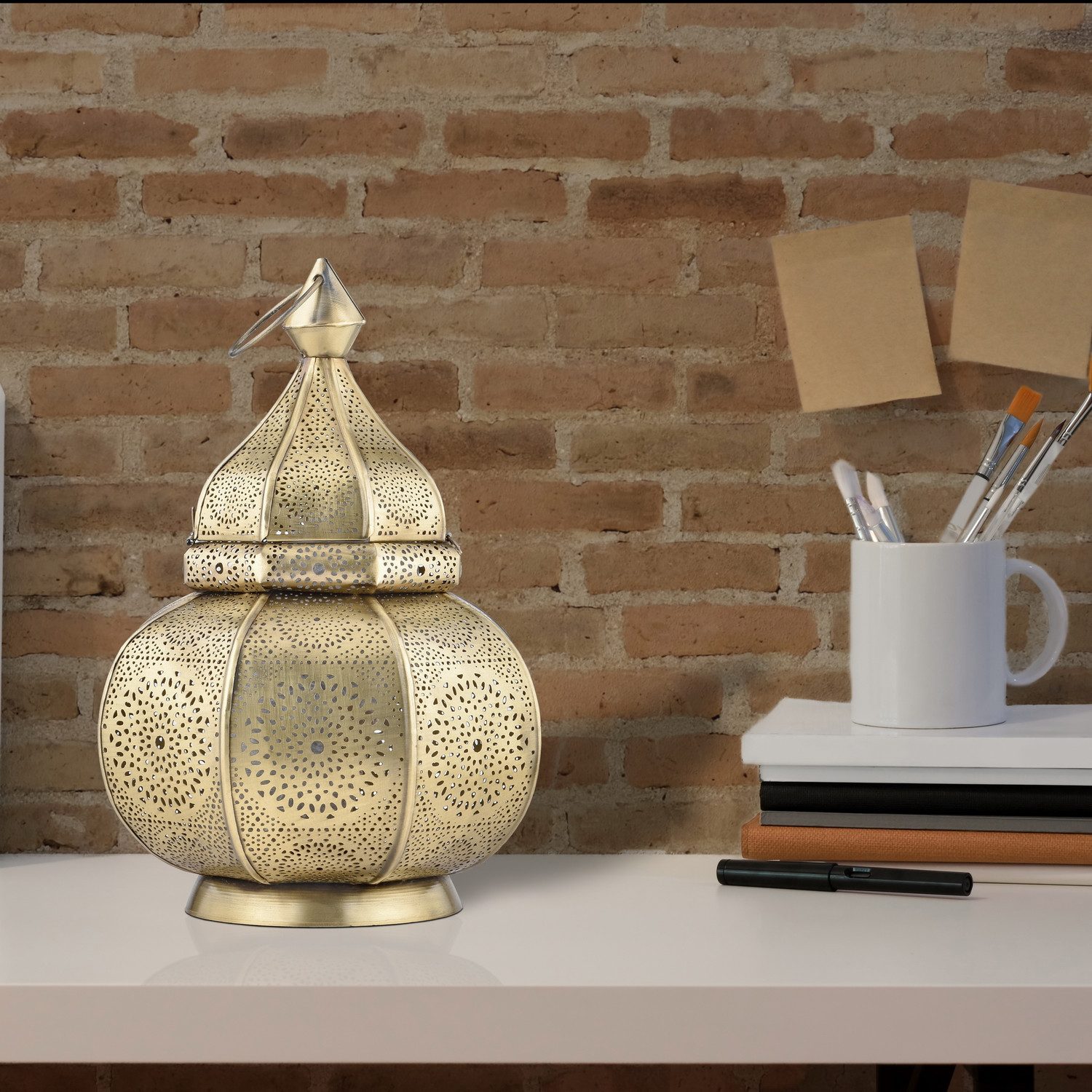 Tischlampe MARRAKECH Weiß – Orientalisch, Metall Mit Kristallen, 41-60 Cm Höhe, Dekorativ
