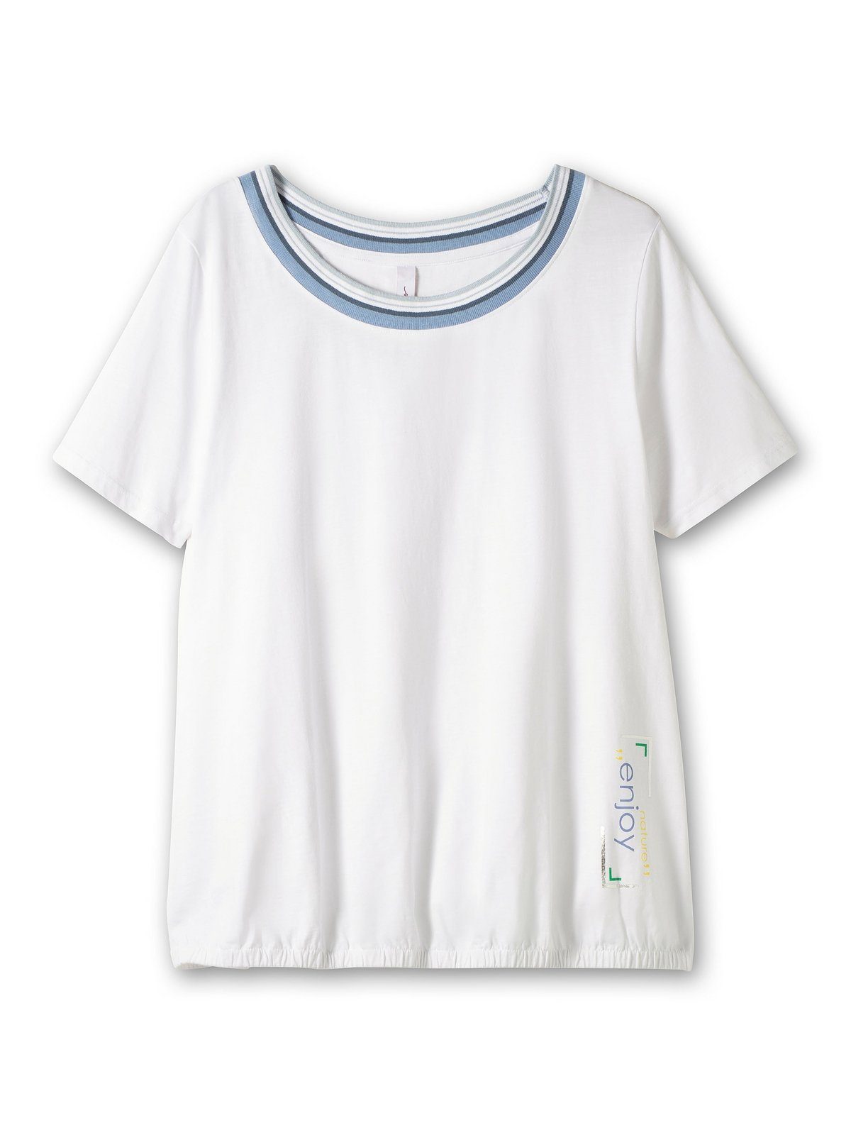 Sheego T-Shirt Große mit Gummizugbund gestreifter Rippblende und Größen weiß