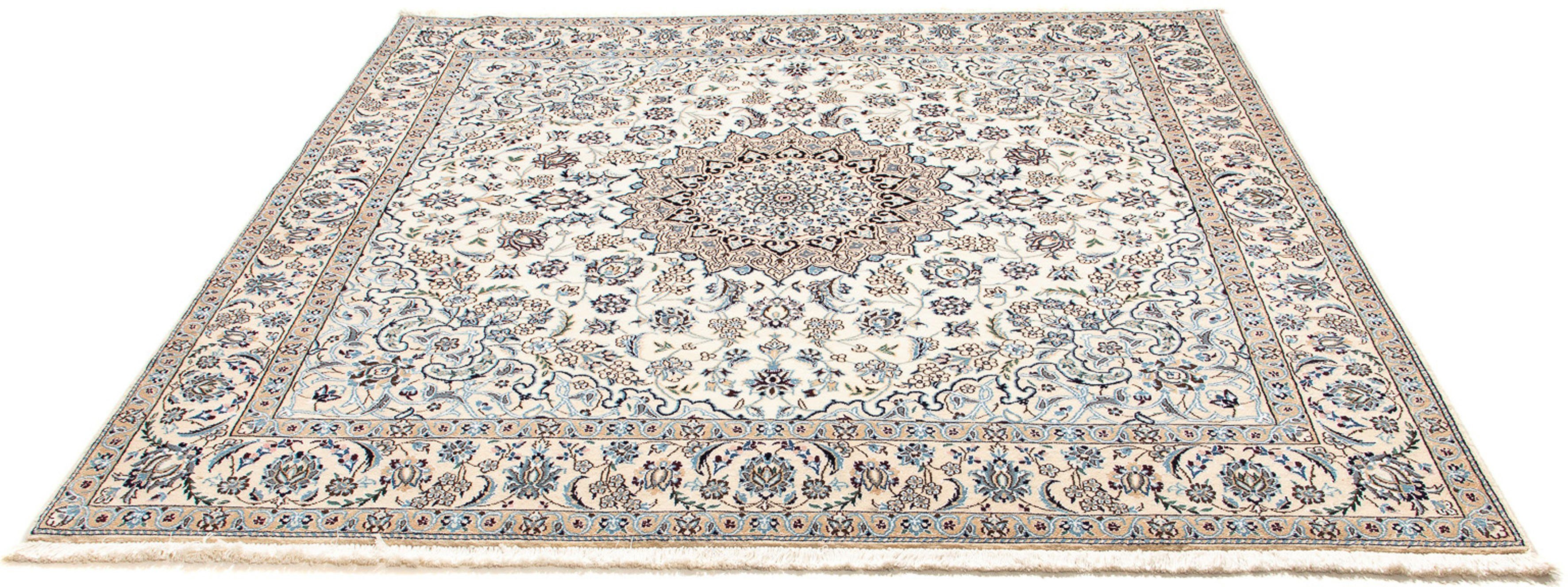Orientteppich Perser - Nain - Royal quadratisch - 202 x 201 cm - beige, morgenland, quadratisch, Höhe: 10 mm, Wohnzimmer, Handgeknüpft, Einzelstück mit Zertifikat