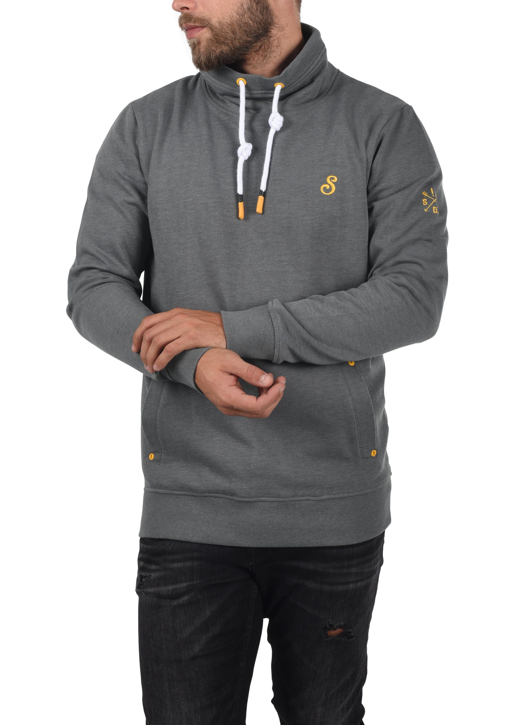 mit !Solid farblichen kontrastreichen Kapuzenpullover Details SDKaan Sweatshirt Grey Melange (1840051)