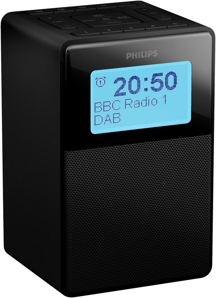 Philips TAR 5100 Uhrenradio (Digitalradio (DAB), FM-Tuner, UKW mit RDS, 2,5 W, Radiowecker, DAB+/UKW, Sleep-Timer,Doppelalarm,Spritzwasserschutz IPX4)