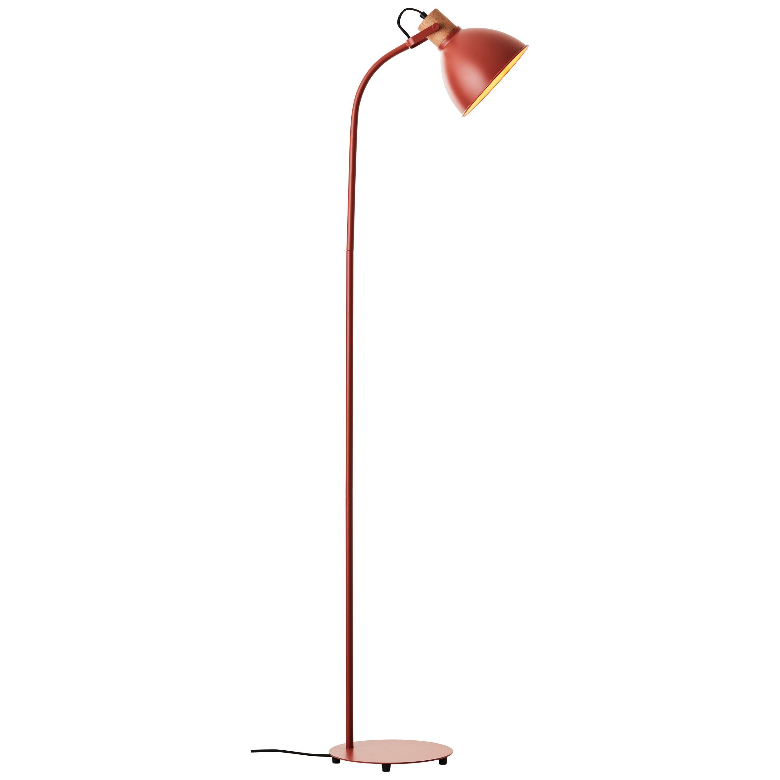 Erena rot Standleuchte 1x Metall/Holz 1,5m A60, 1,5m Fußschalter Brilliant Standleuchte E27, 40 Erena Stehlampe rot, W