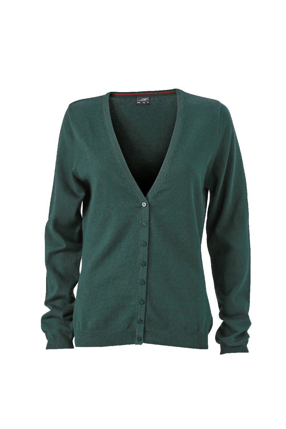 James & Nicholson Cardigan JN 660 Damen V-Neck Cardigan Leichte Strickqualität forest green