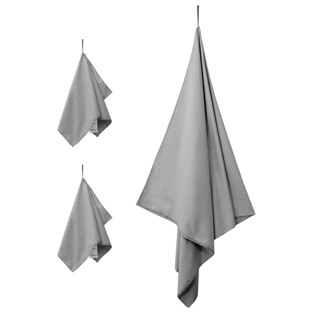 vidaXL Handtuch Sporthandtuch Set 3 stk. Dunkelgrau 210 x 100 cm, Polyester und Polyamid (3-St)
