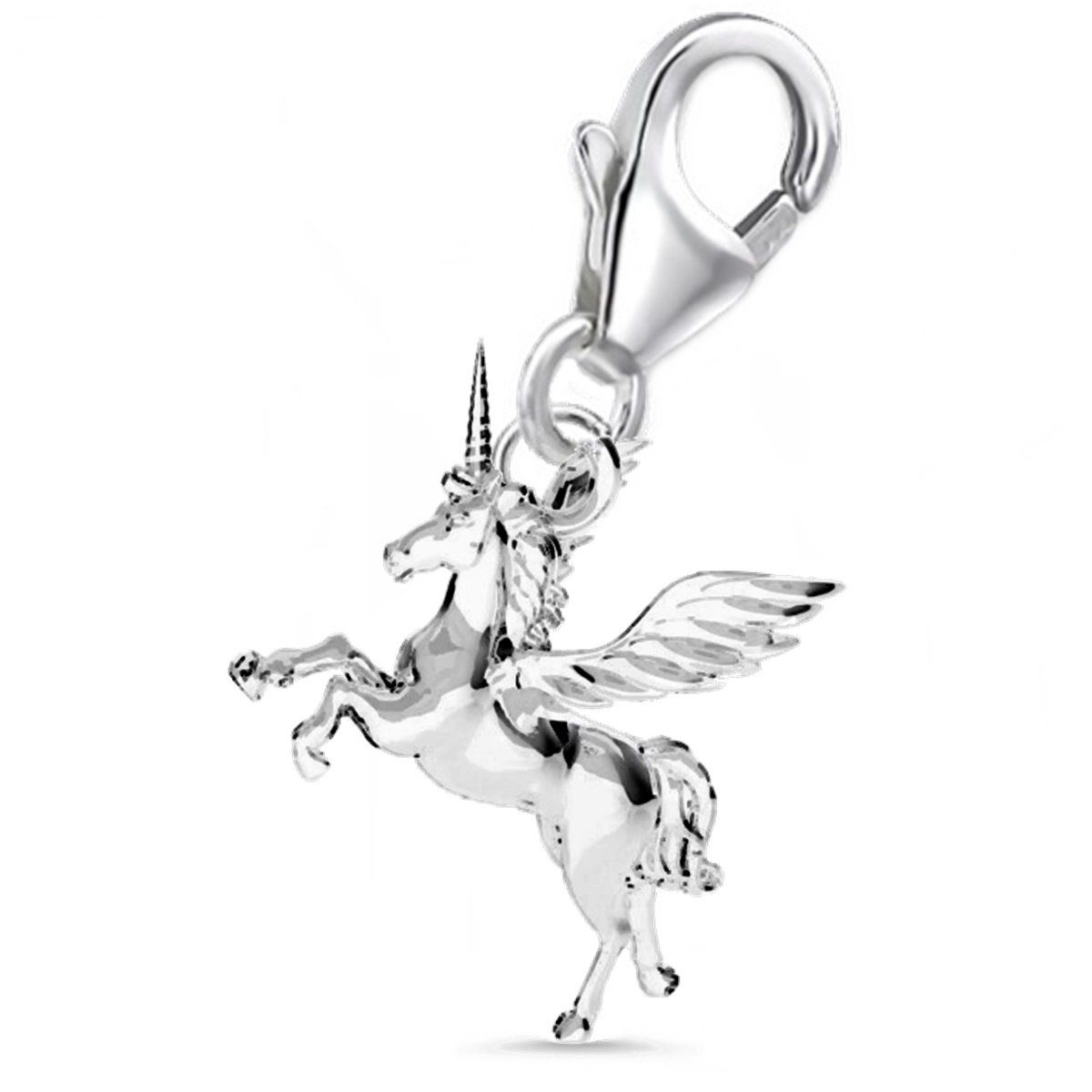 Charm-Einhänger Silber Sterling Charm Einhorn Pferd Hufeisen 925 Goldene Karabiner