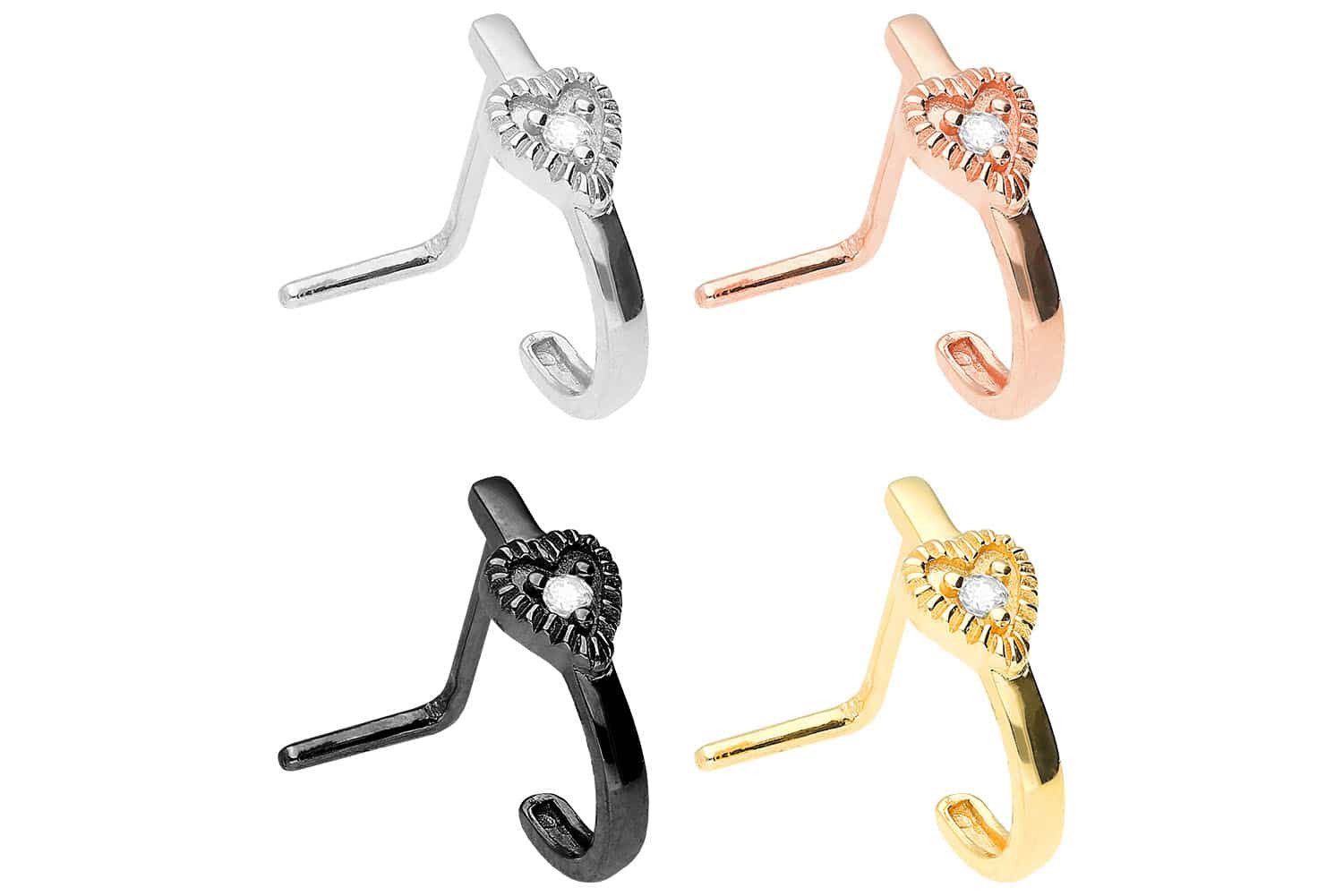 PIERCINGLINE Nasenpiercing Chirurgenstahl Nasenstecker HERZ + KRISTALL (Nas günstig online kaufen