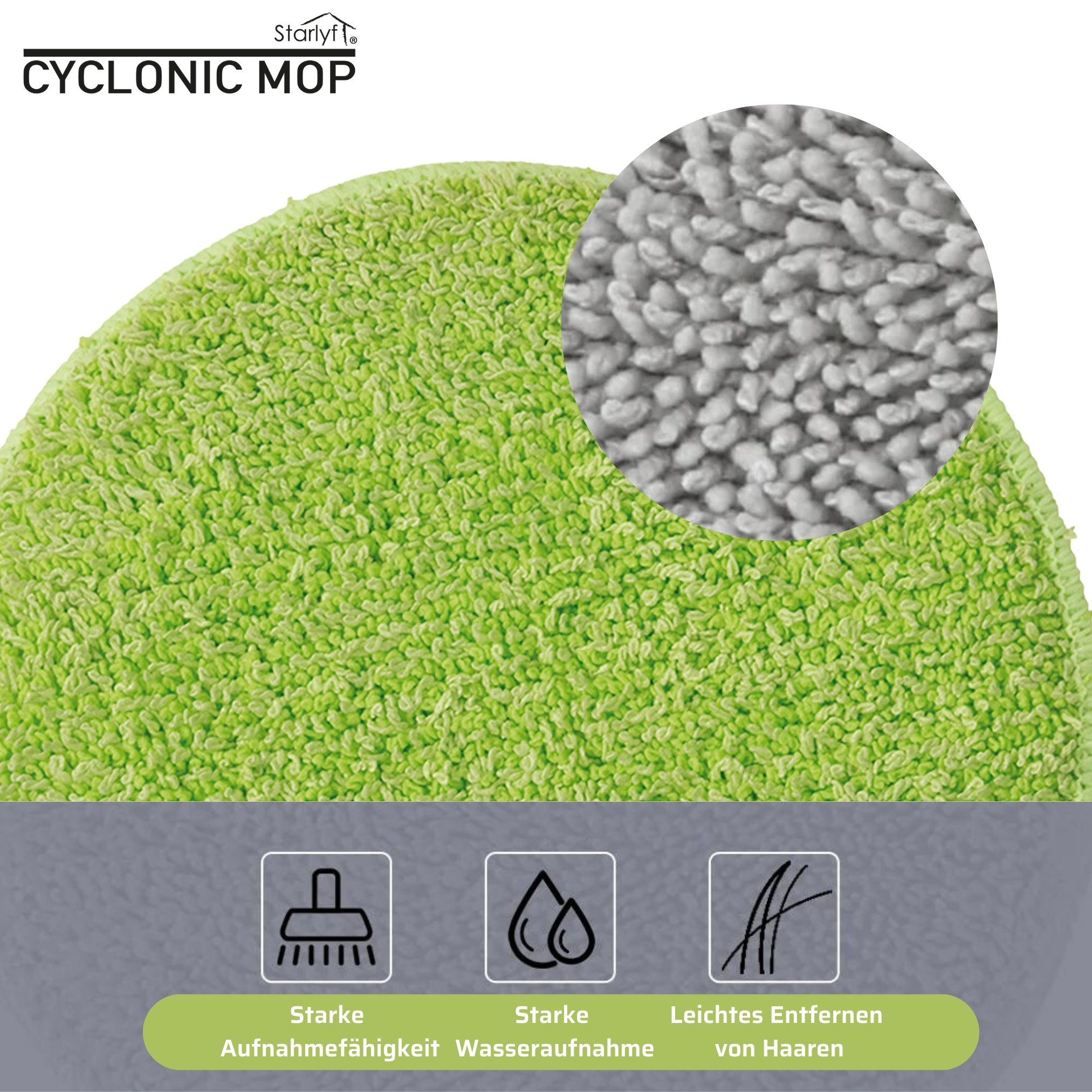 kabelloser, Cyclonic Starlyf für rotierender Mop, Hartböden beutellos, Wischmopp Akku, Bodenwischer ohne