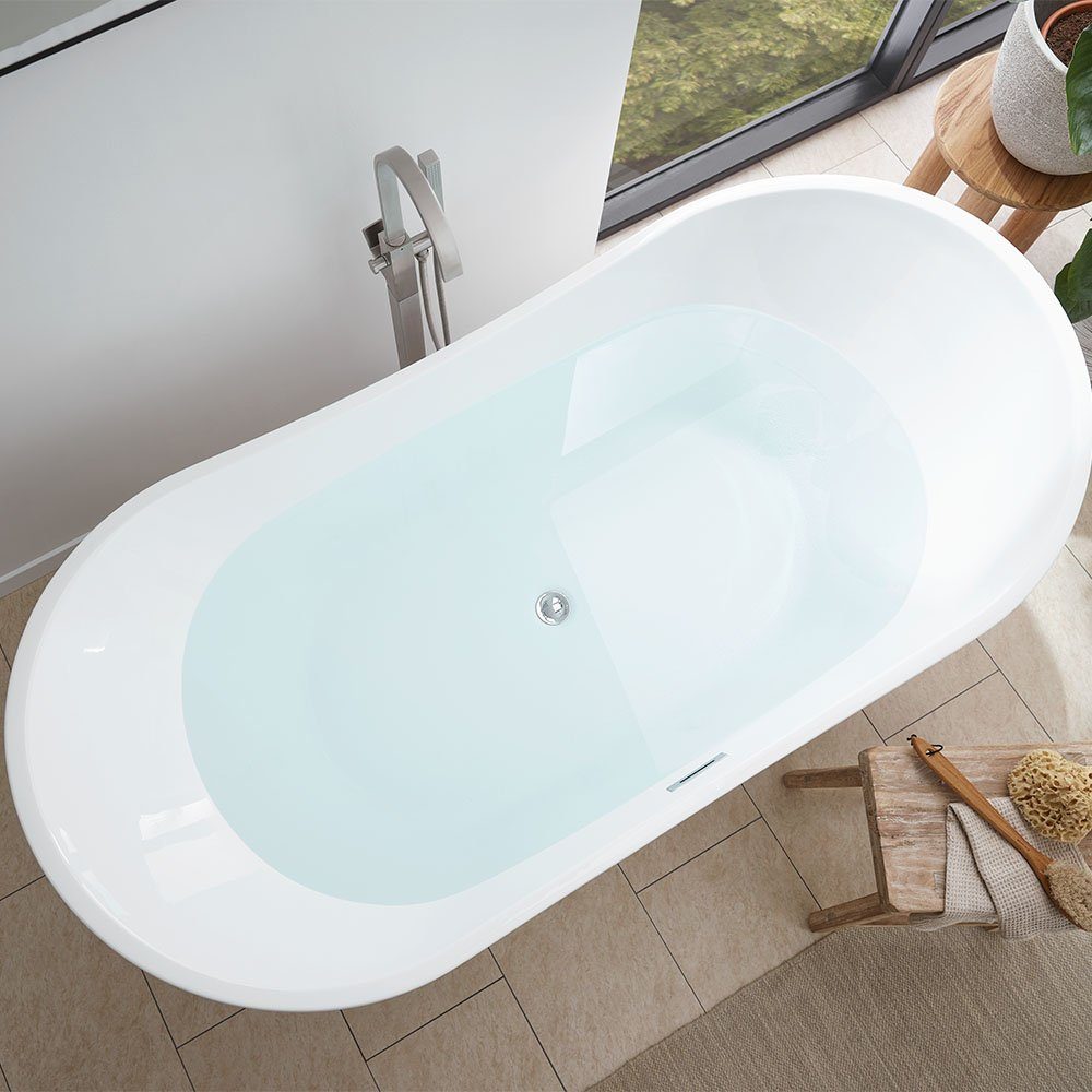 HOME DELUXE Badewanne Freistehende Badewanne OVALO, 170 x 80 x 72 cm - inkl. komplettem Zubehör I Acrylwanne