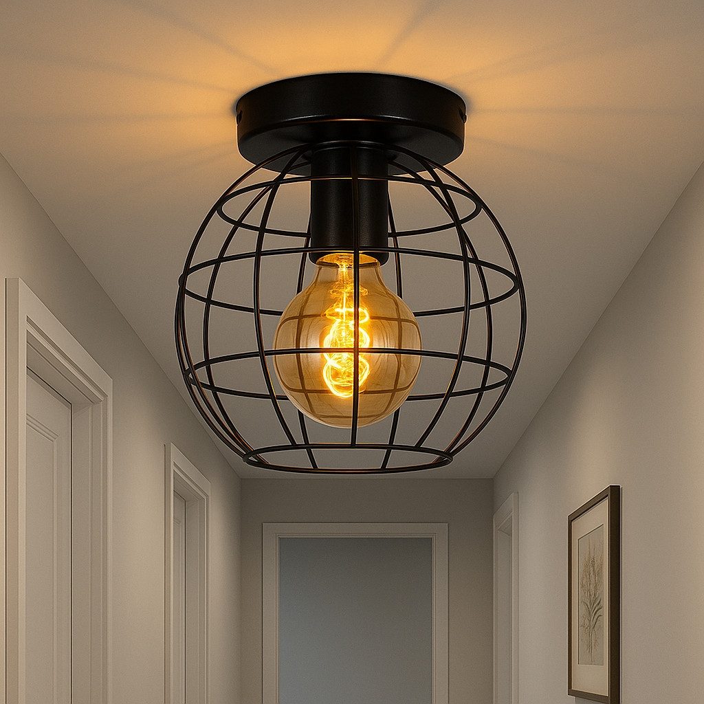 ZMH Deckenleuchte Whonzimmer Retro Schwarze E27 günstig online kaufen