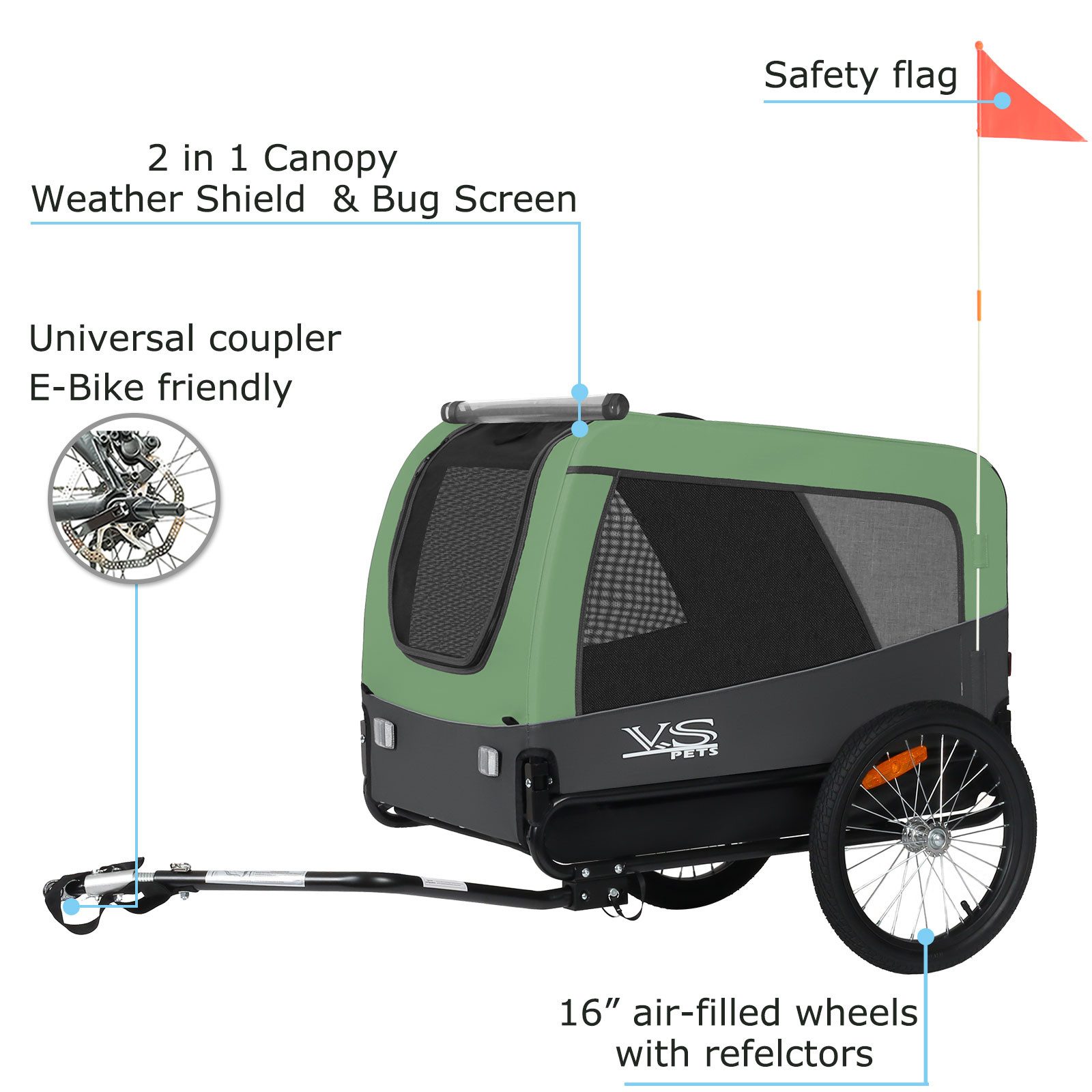 TIGGO Fahrradhundeanhänger Tiggo VS Pets L Hundeanhänger Fahrradanhänger für Hunde bis 35 kg