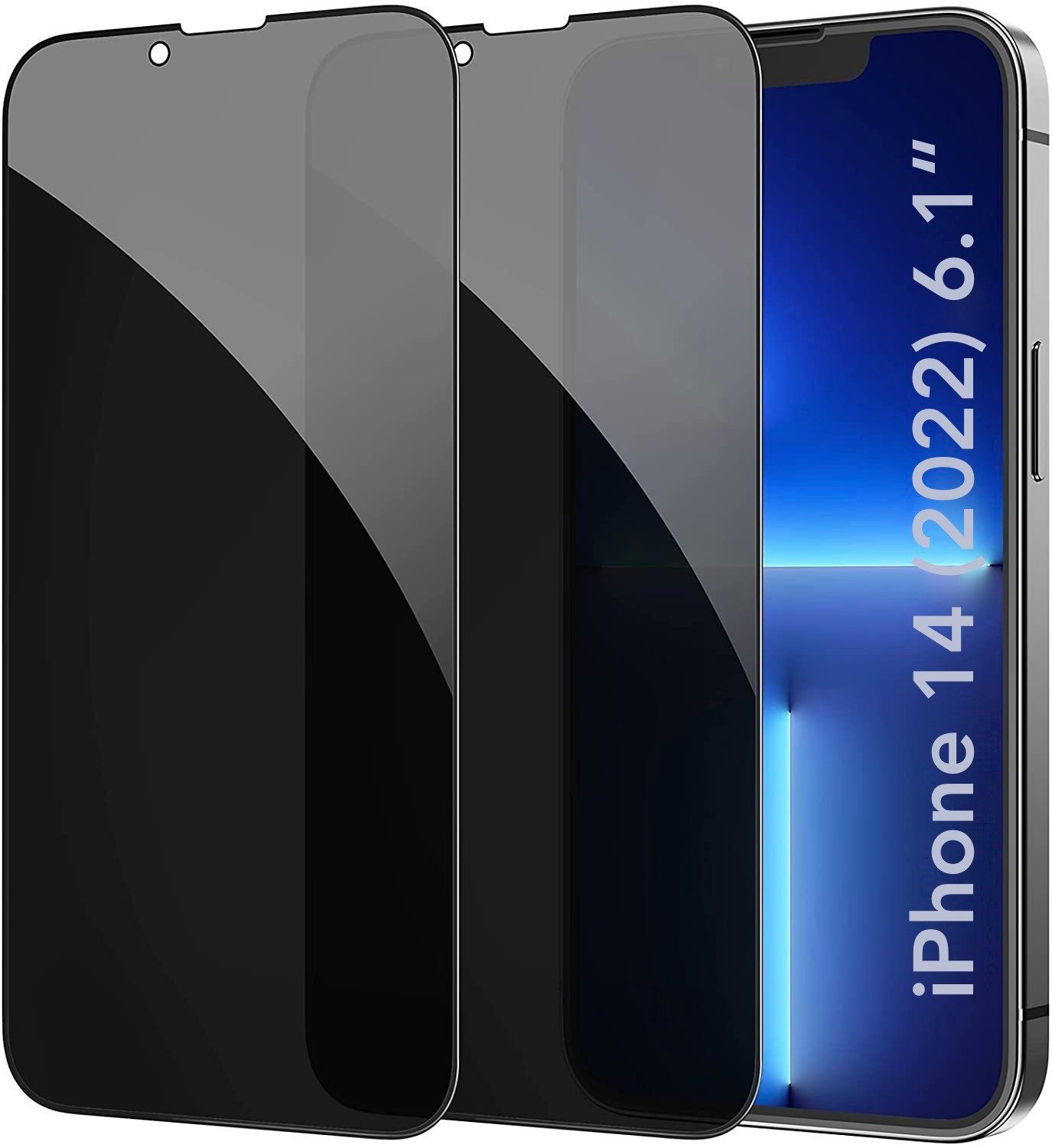 AVANA Schutzfolie Panzerglas für iPhone 14 Sichtschutz Panzerfolie Display Schutzglas, (2-St), 9H, Anti-Spy