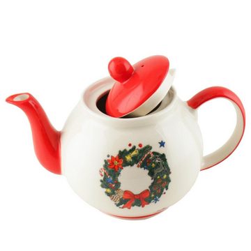 Mila Teekanne Mila Keramik-Teekanne Weihnachtskranz ca. 1,2 Liter, 1,2 l, (Set)