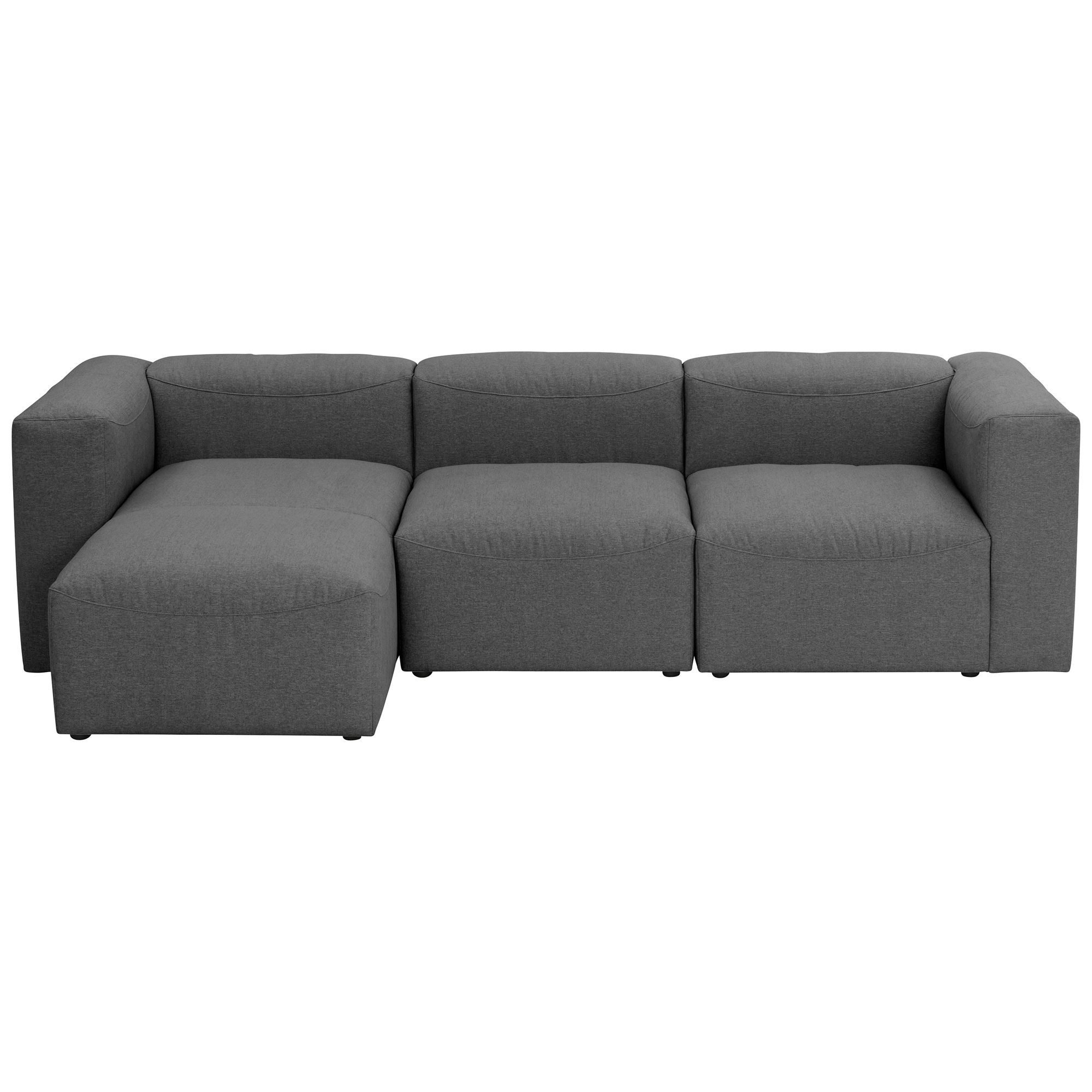 58 aufm Kessel Sofa Couch 3-Sitzer mit Ottomane Kattrina Flachgewebe anthrazit, Lieferung bis zur Haustür 1 Teile, Bezug und Farbe individuell wählbar für persönliches Wohnambiente