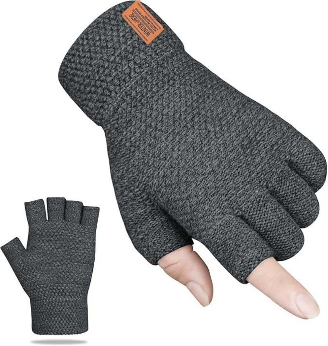 Coonoor Strickhandschuhe fingerlose Winterhandschuhe Halbfinger Rippstrick günstig online kaufen