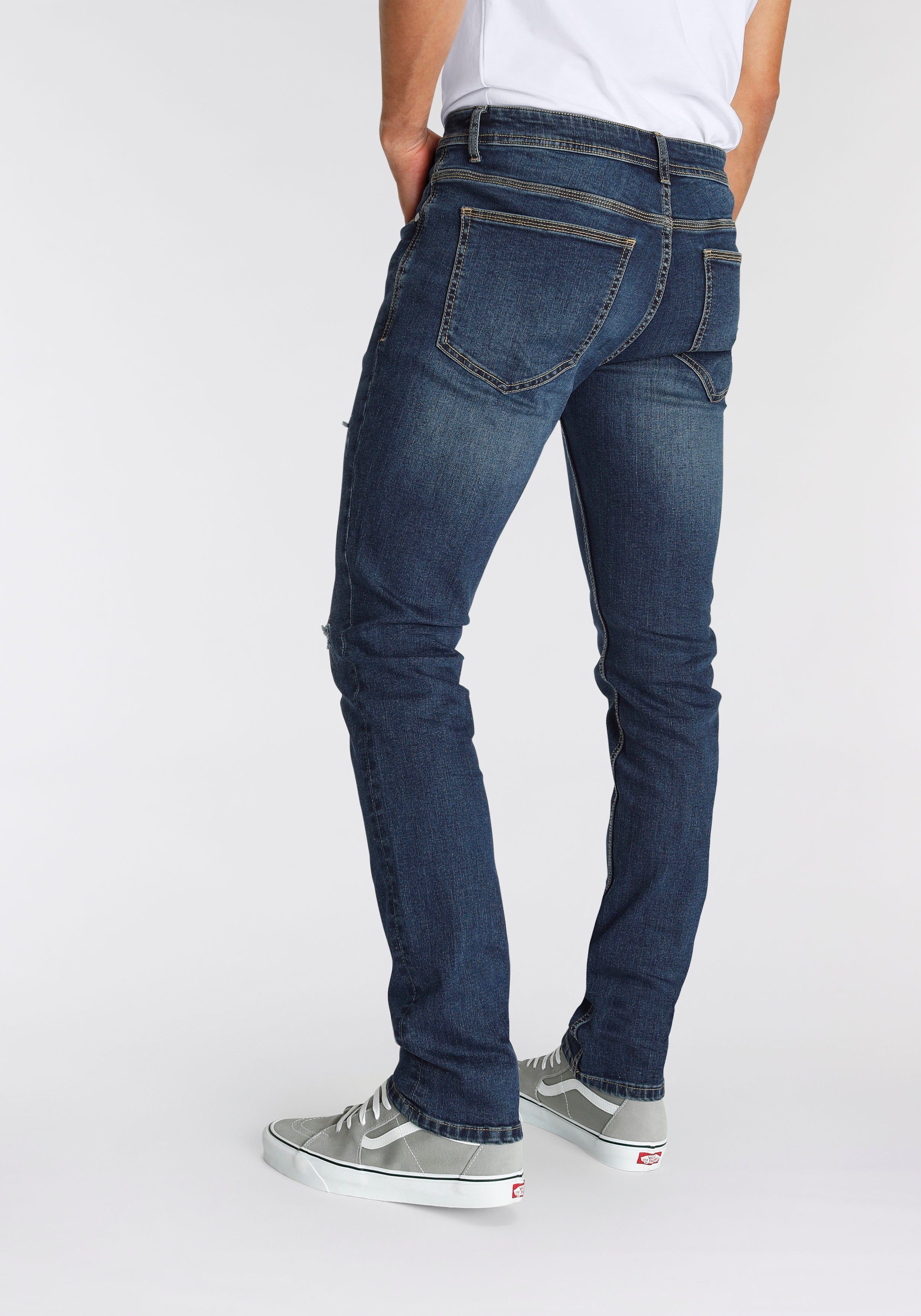 AJC Straight-Jeans mit Abriebeffekten an Beinen den blue dark