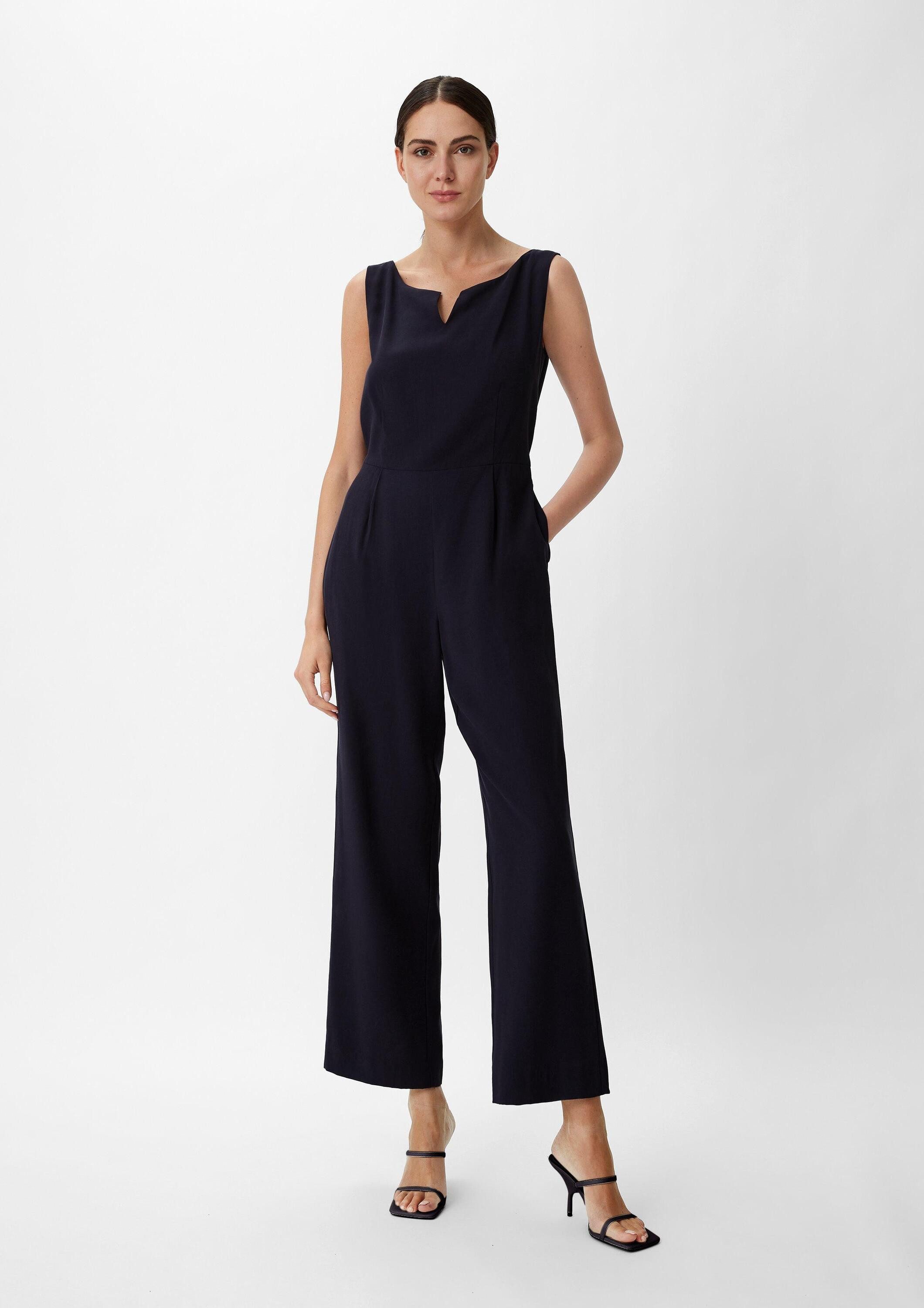 comma Jumpsuit Overall Eleganter Jumpsuit mit Piquéstruktur