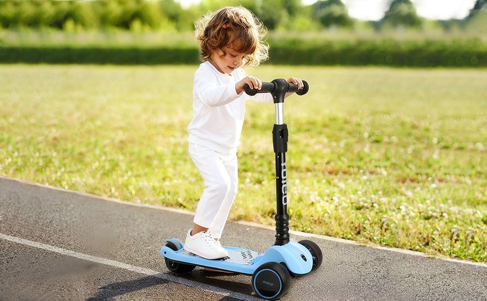 OUNUO Dreiradscooter Höhenverstellbarer Kinderroller mit LED-Rädern für Kinder ab 3 Jahren